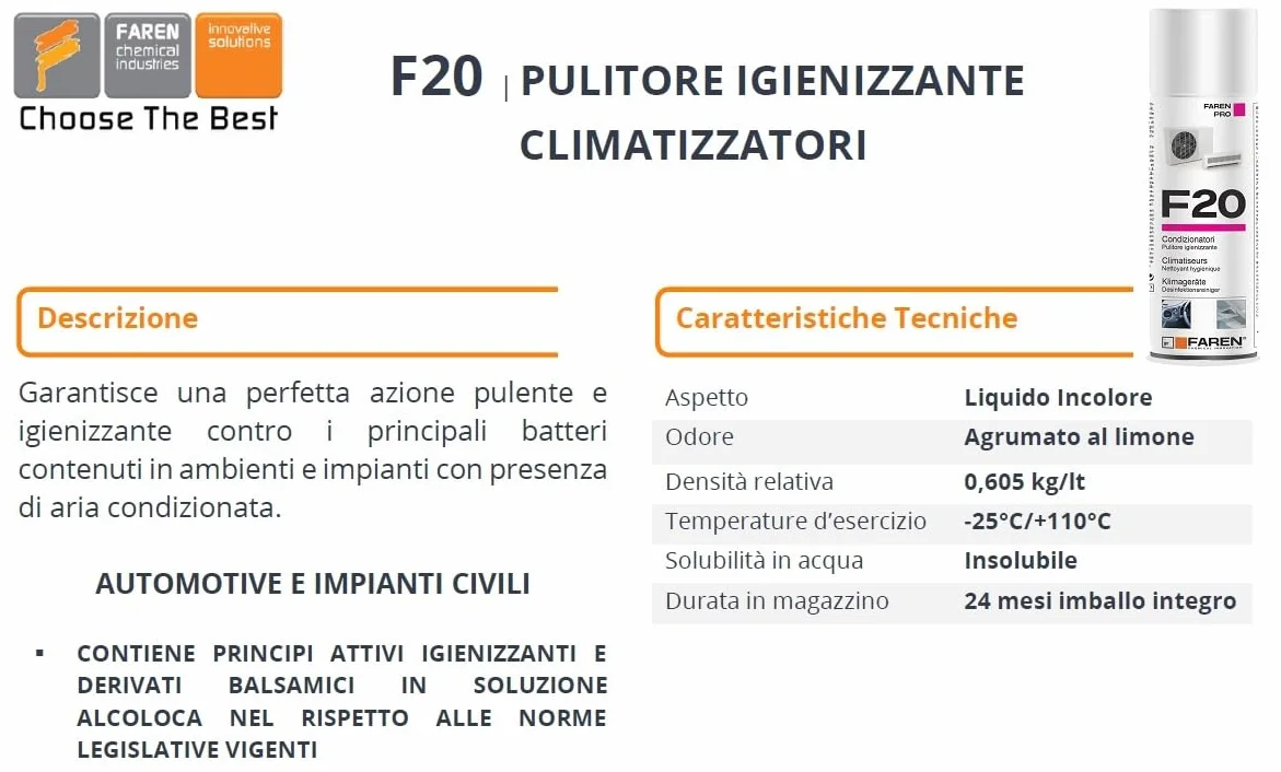 FAREN Igienizzante per Condizionatore Clima, Pulitore Climatizzazione, 400 ml