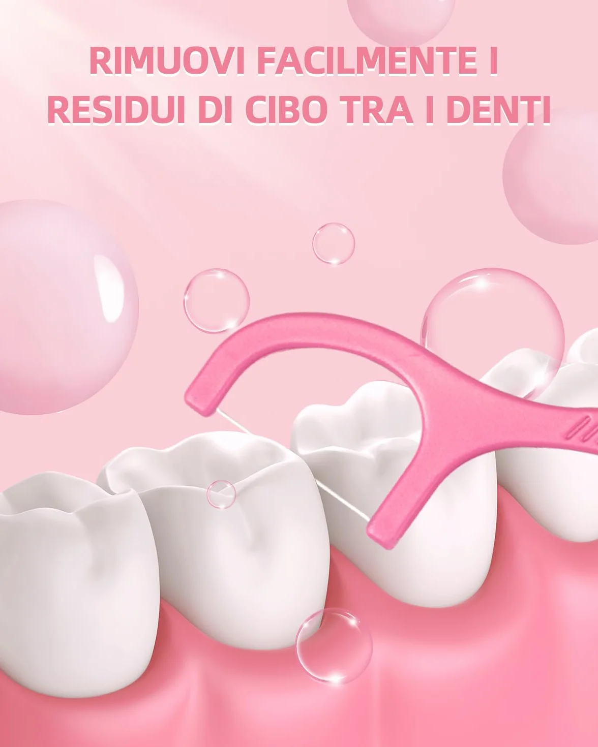 600 stuzzicadenti con filo interdentale alla fragola per la cura dei denti - Bastoncini per la pulizia dei denti per rimuovere la placca e i residui di cibo