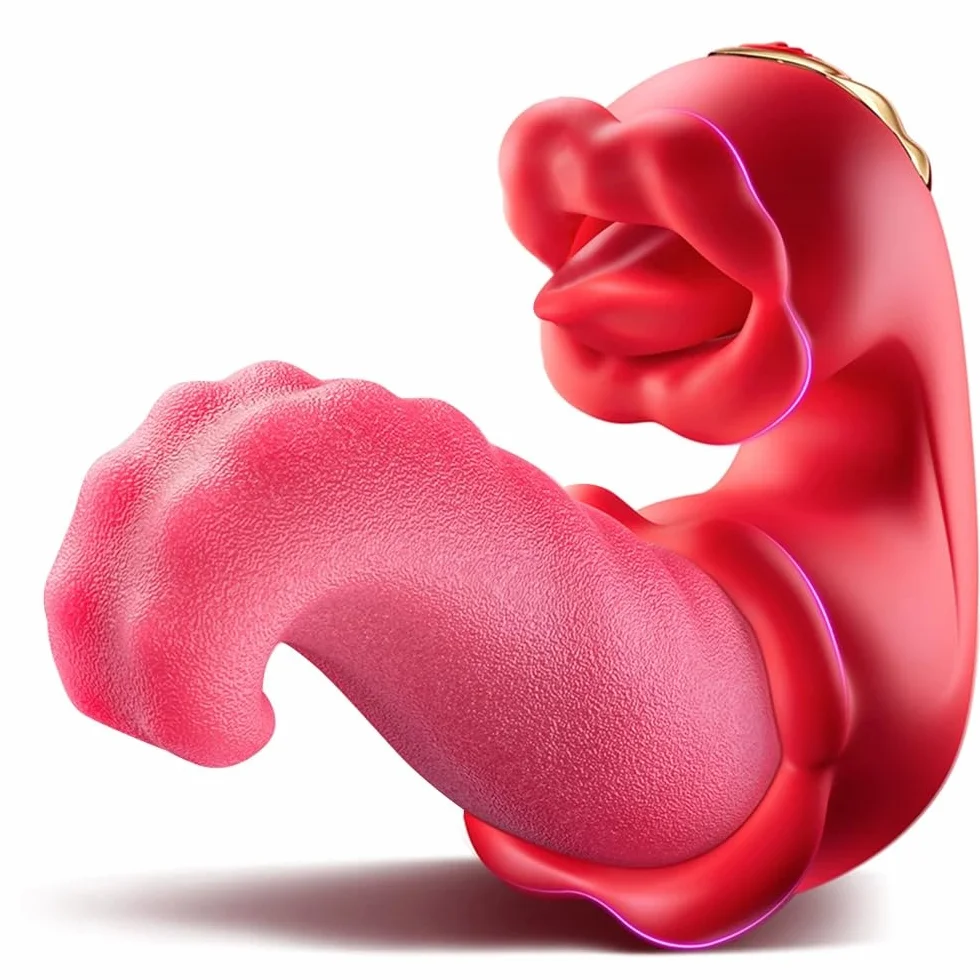 Vibratore per adulti, giocattolo sessuale per donne, 4 in 1, vibratore, dildo leccare la lingua, giocattolo sessuale anale, clitoride, capezzolo, vibratori, coppie femminili
