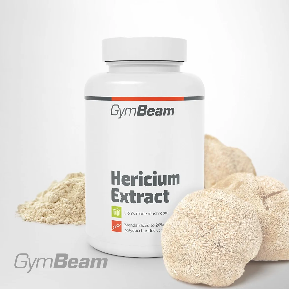 GymBeam Estratto di Hericium (Criniera di Leone), Fungo di Criniera, Hericium Erinaceus, Lions Mane, Nootropico per Memoria e Concentrazione, 20% Polisaccaridi, Capsule Vegane