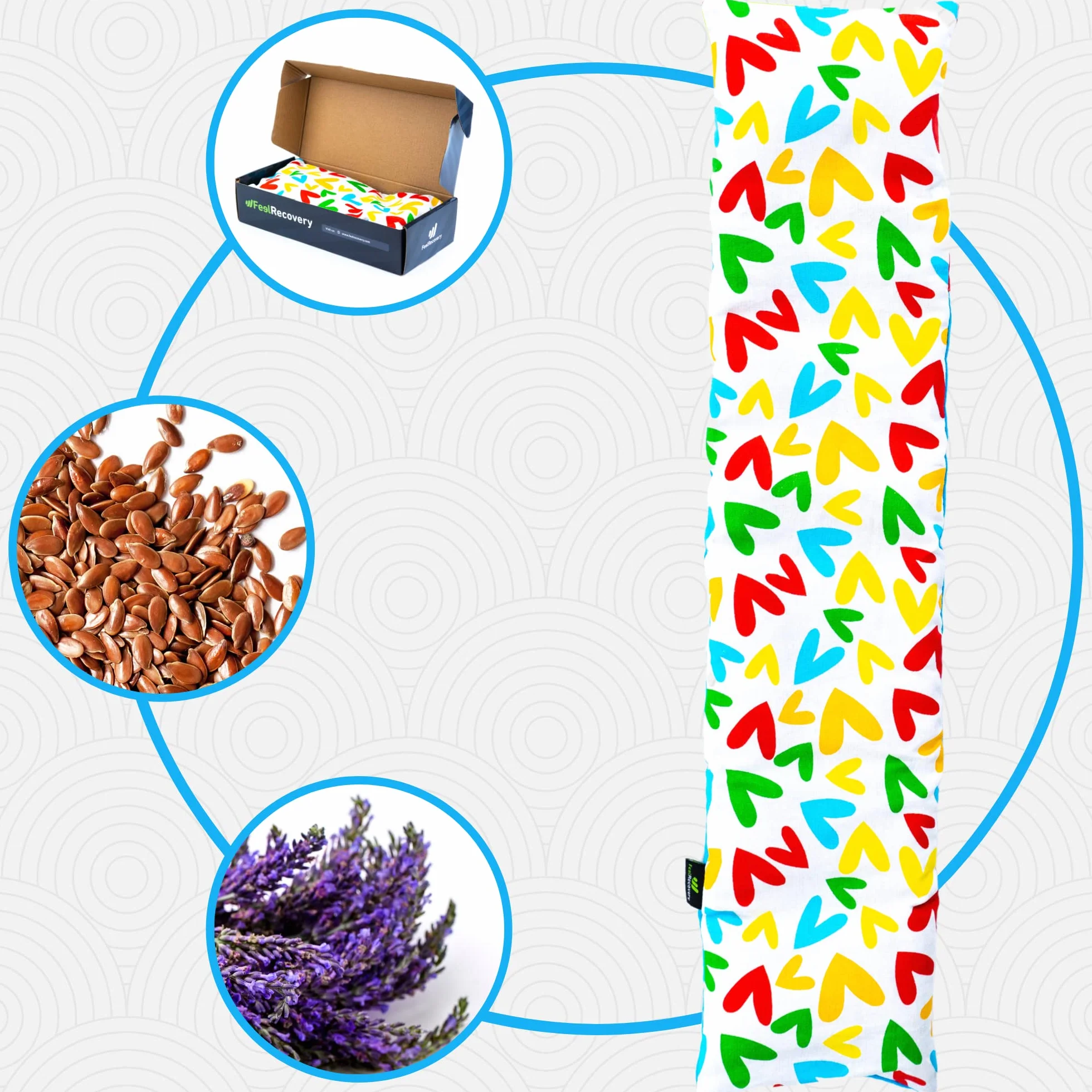 Cuscino Termico Cervicale - Cuscino per Microonde Riscaldante per Collo (60x15 cm) - Scaldacollo per la Nuca e Spalle con Federa Esterna Lavabile in Cotone 100% e Fiori di Lavanda