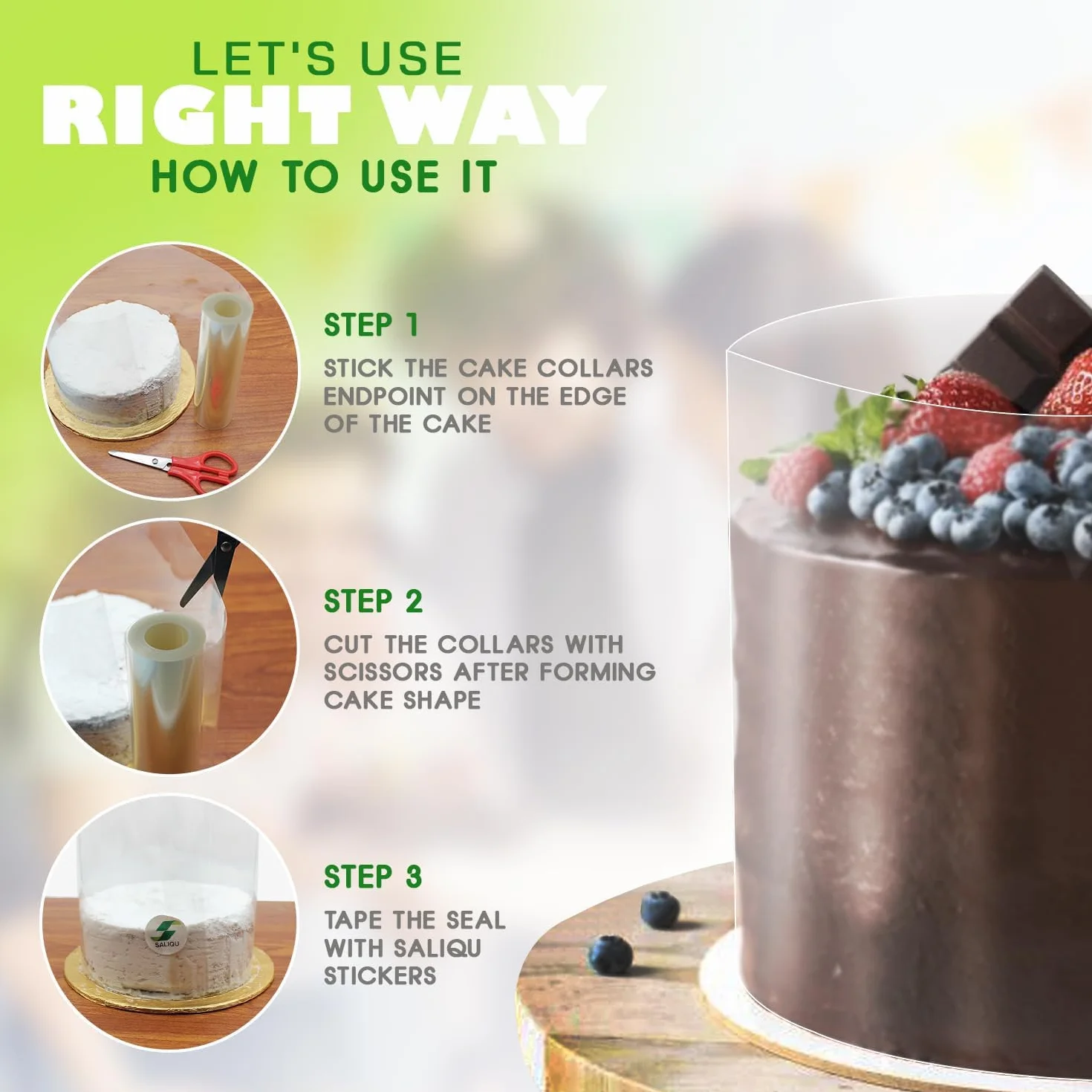 Pellicola per bordi per torte di 15 cm di altezza, trasparente, pellicola in acetato, riutilizzabile, per torte, cioccolato, mousse e dolci