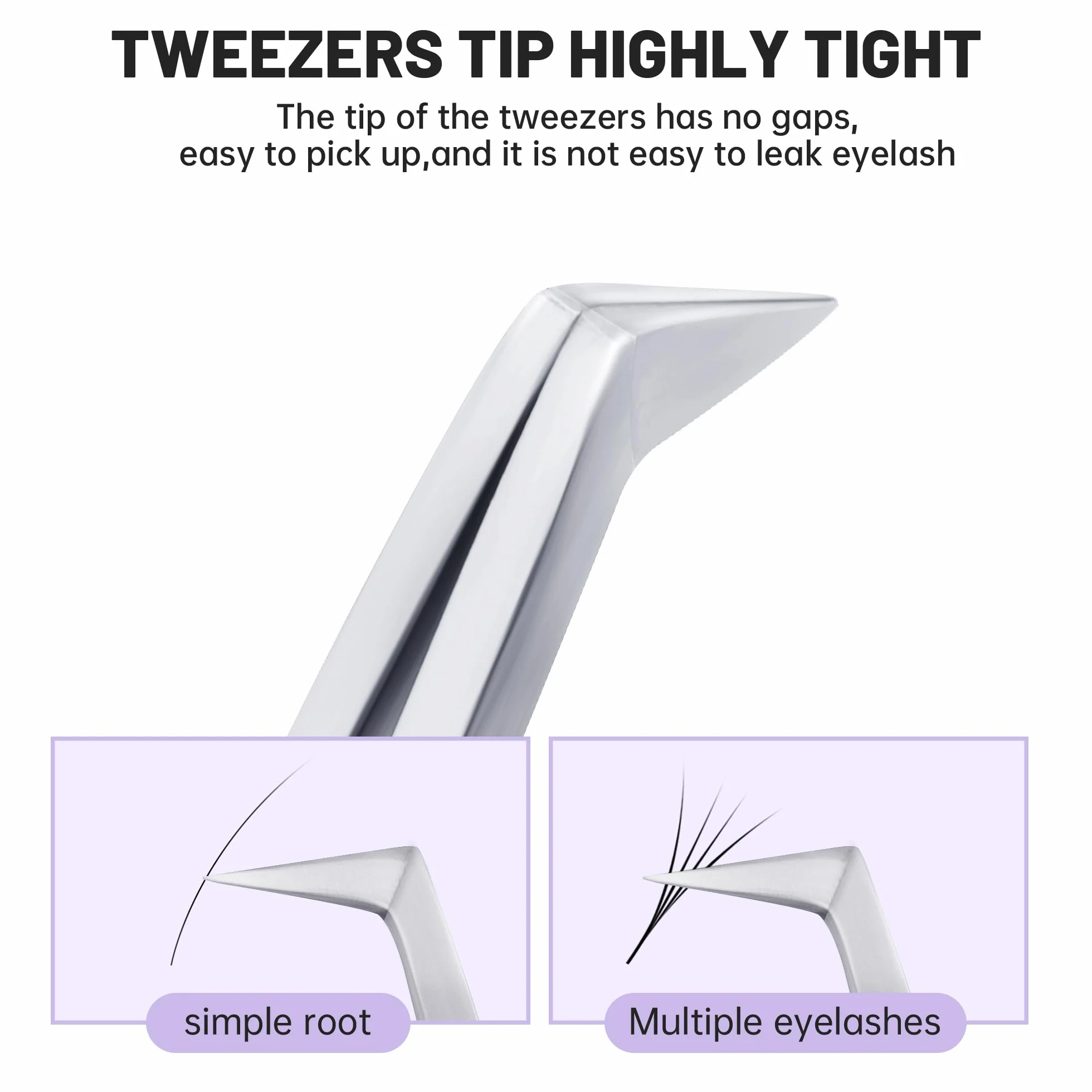 Pinzetta Extension Ciglia Professionale in Acciaio Inossidabile di Alta Qualità Antiscivolo Punta Curva Pinzette Antistatiche Eyelash Volume Tweezer(Argento, A-04)