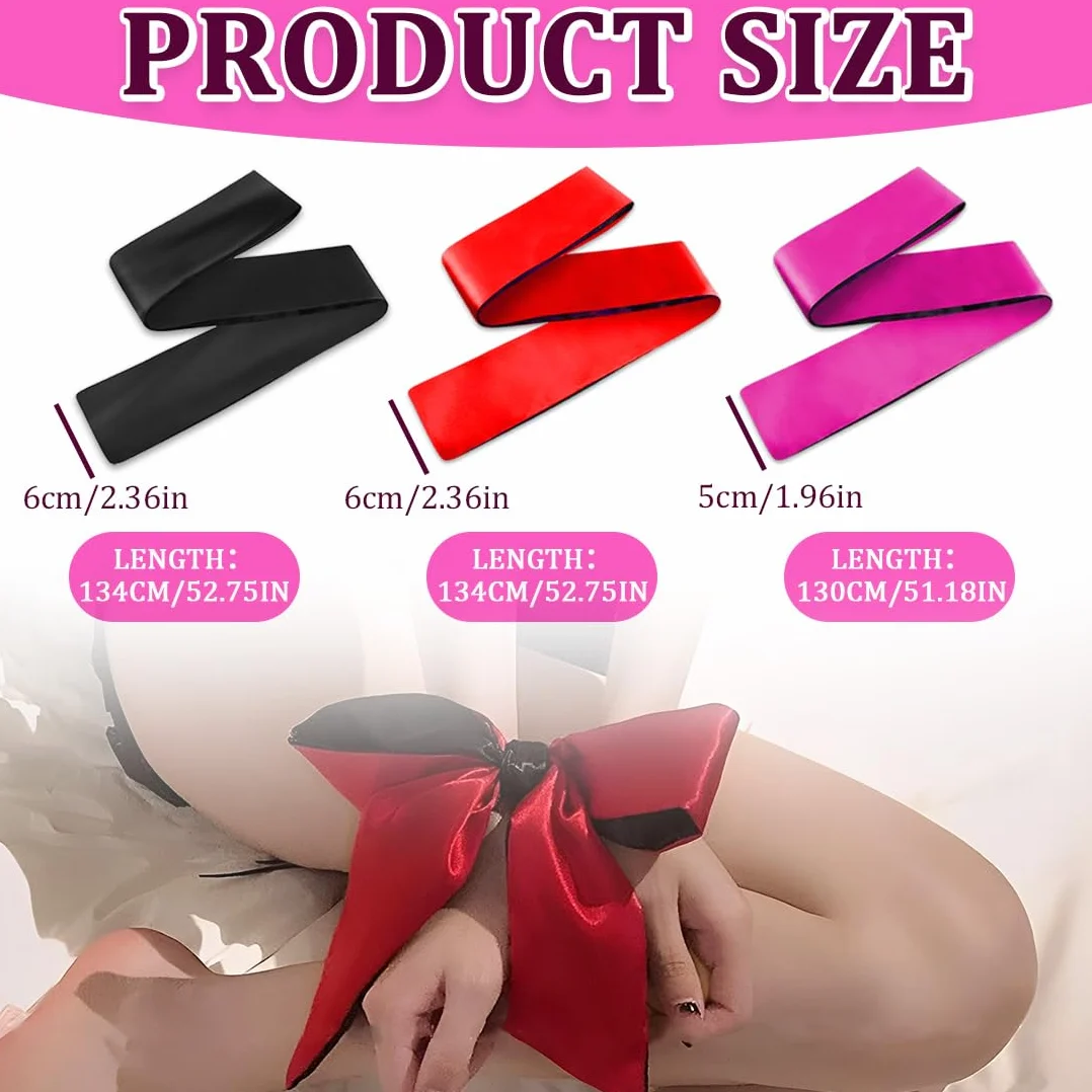 Maschera Per Occhi In Raso Morbide 130x5cm Nero Rosso 3 Pcs