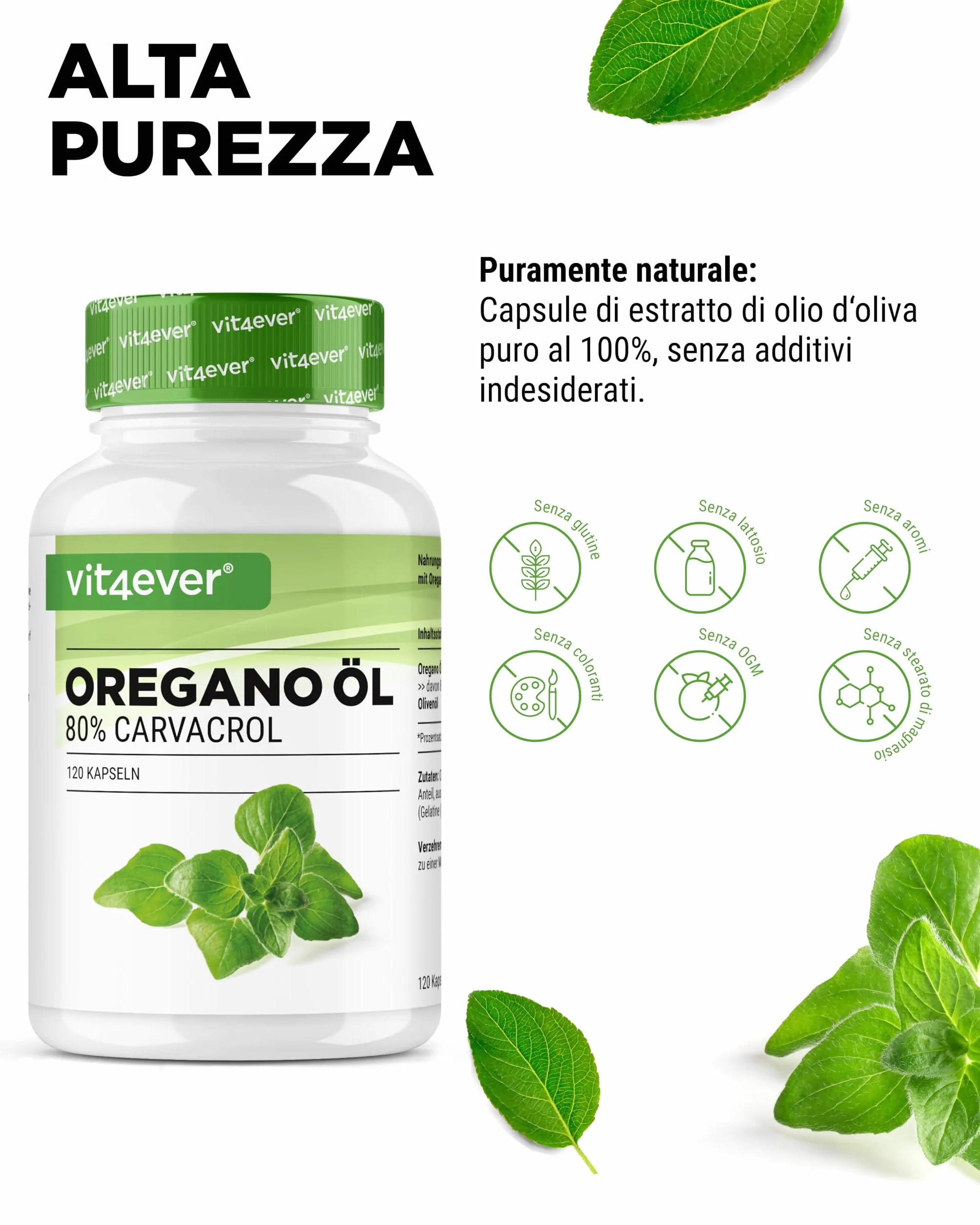 Olio di origano 120 capsule 150 mg 80% Carvacrol 10 volte concentrato Origanum vulgare Francia
