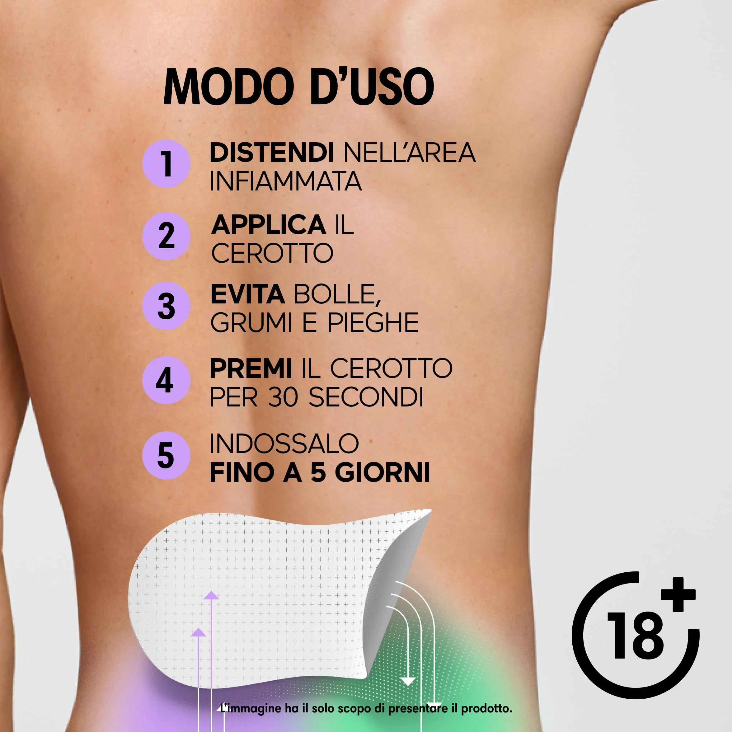 Initiv Cerotti per Schiena, Dolori Muscolari da lievi a moderati, Rimedi Mal di Schiena, Sollievo fino a 5 giorni se usati in modo continuativo, senza Medicinali, Resistenti all’Acqua (6 Cerotti)
