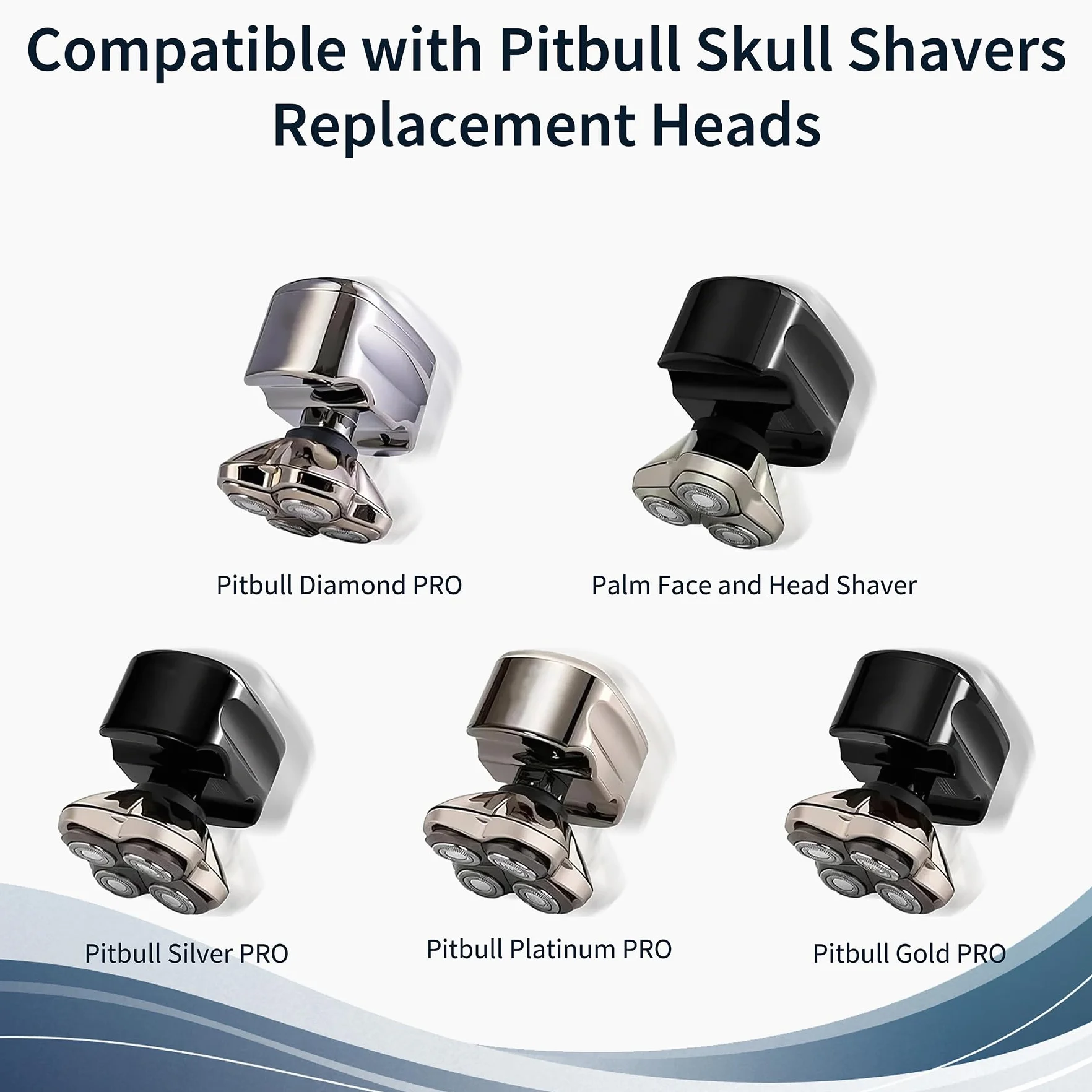 8 Pezzi Teste di Ricambio Lame di Ricambio Testa di Rasatura Compatibile con Pitbull Skull Shaver Rasoio Elettrico Barba Per Rasoio Baldo Uomini