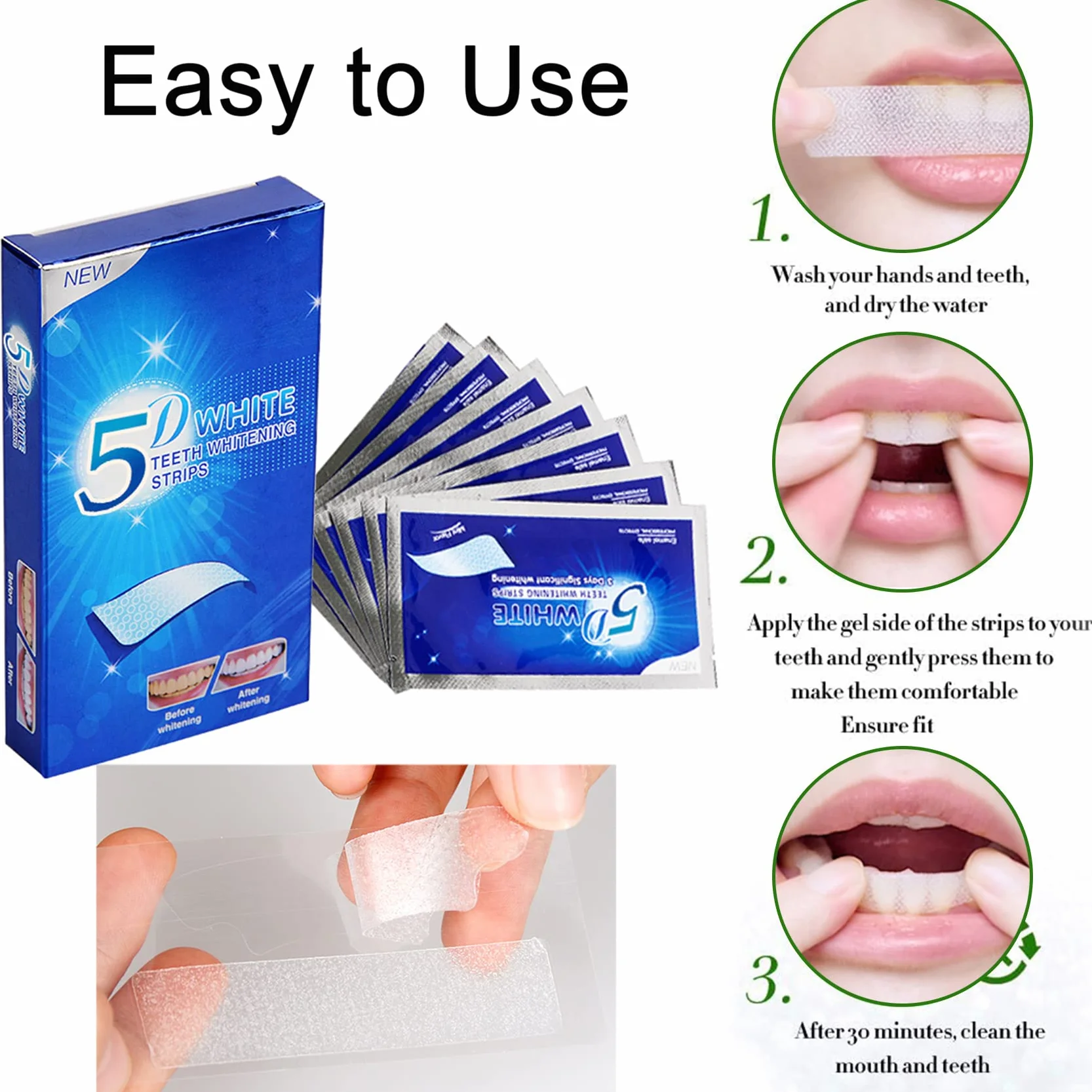Sbiancante per Denti, 56 Strisce Sbiancanti Denti, Riduce Sensibilità dei Denti e Rimuove Macchie Dental
