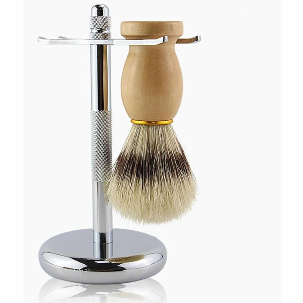 PARENCE.- Pennello da barba con manico in legno - Classico ed elegante, design universale