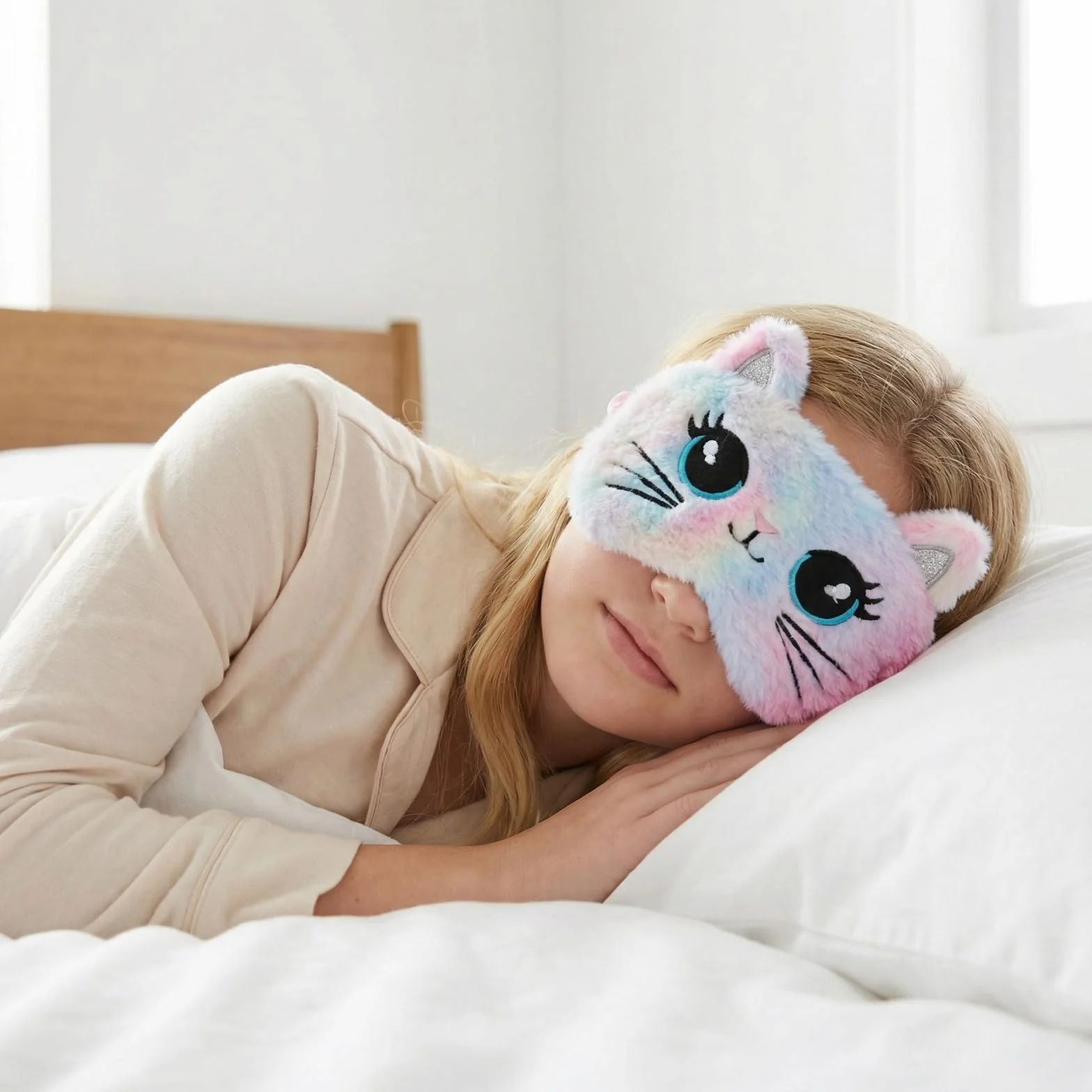 2 mascherine per dormire per bambini, graziose forme di animali, maschera per gli occhi in morbido peluche, adatta per ragazzi e ragazze, per viaggi, per dormire a pranzo e come accessorio per feste