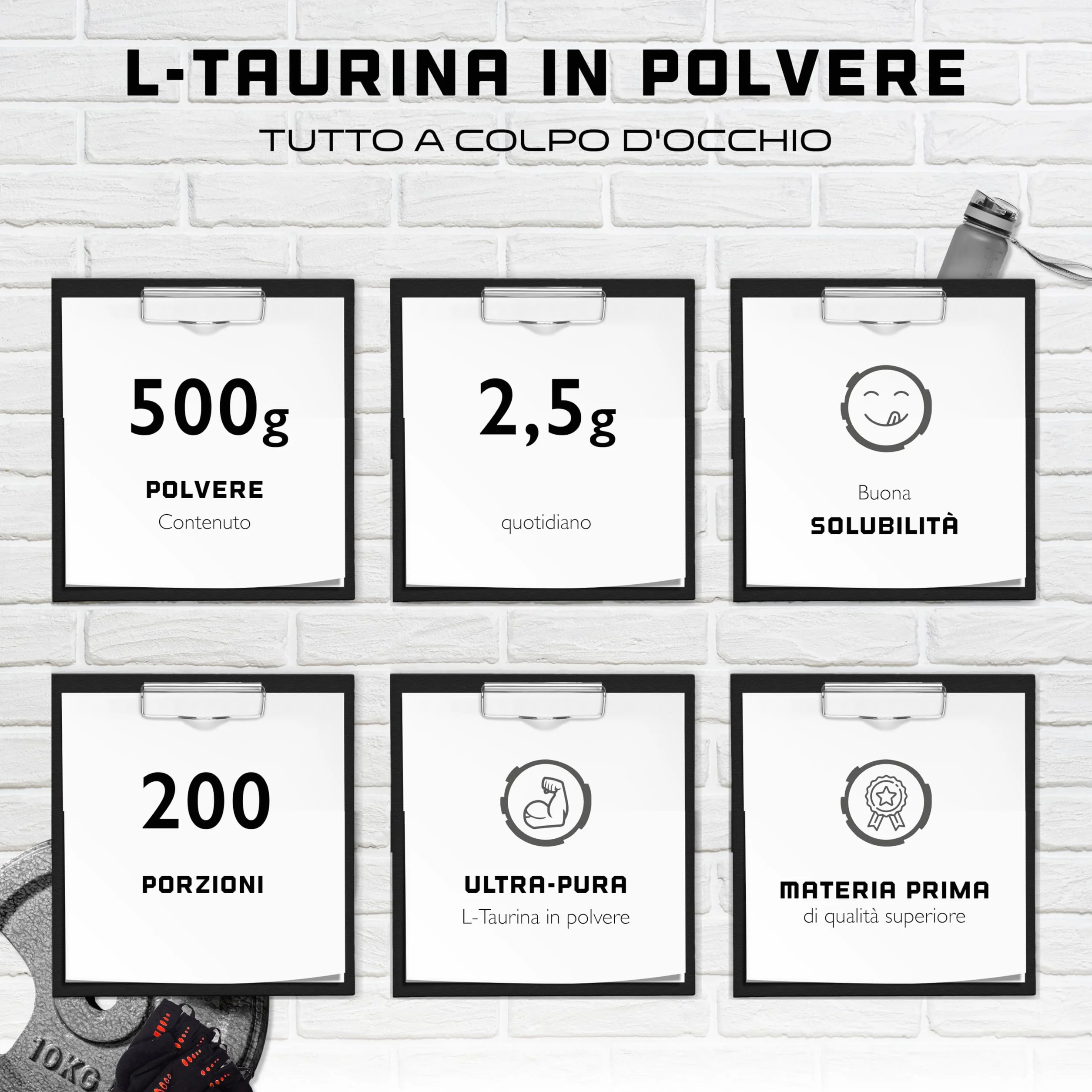 Taurina in Polvere 500 g Pura Senza Additivi Vegan Aminoacido L-Taurina German Elite Nutrition