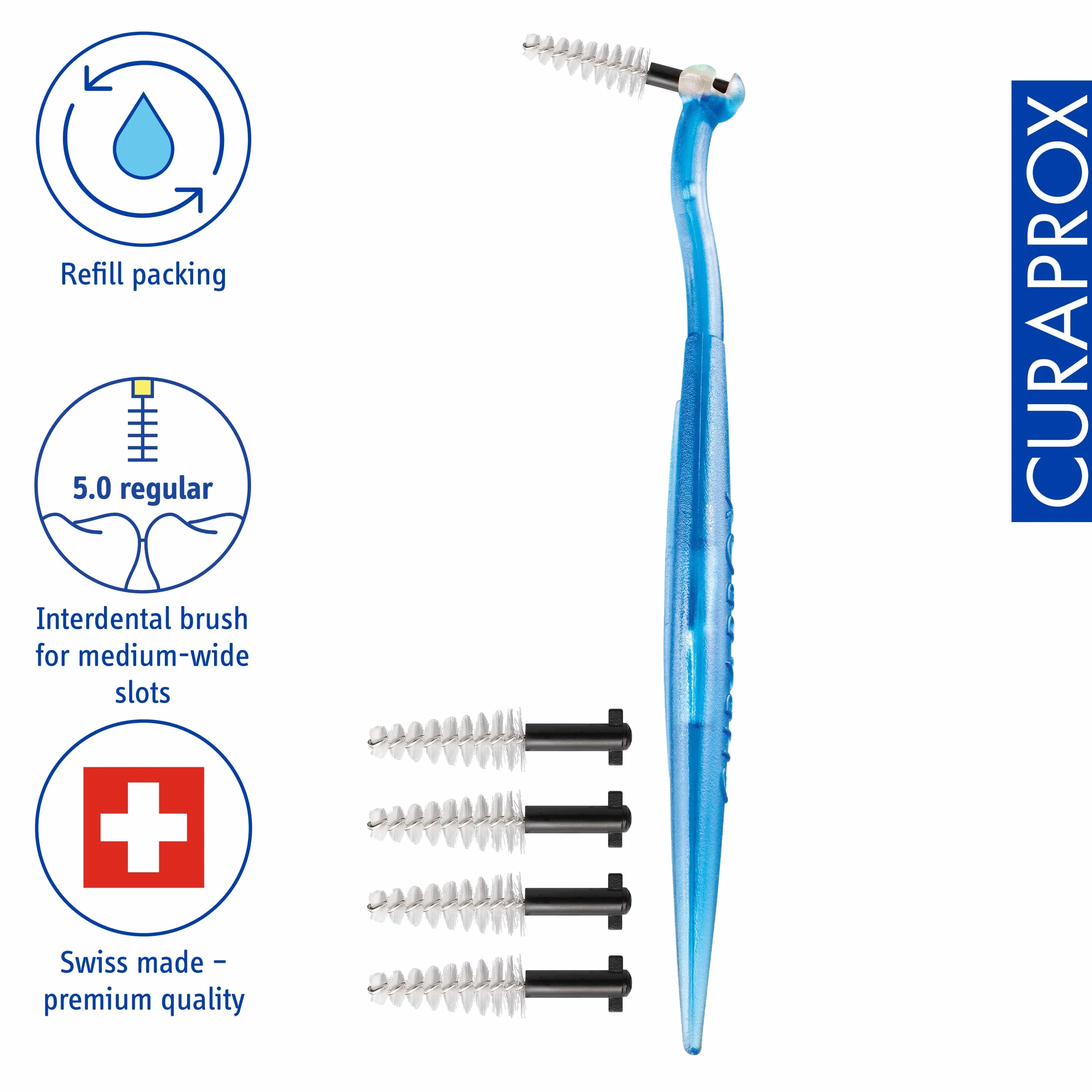 Curaprox Interdental Brush Set CPS 15 Regular Plus-Nero 5 spazzole con supporto UHS 451