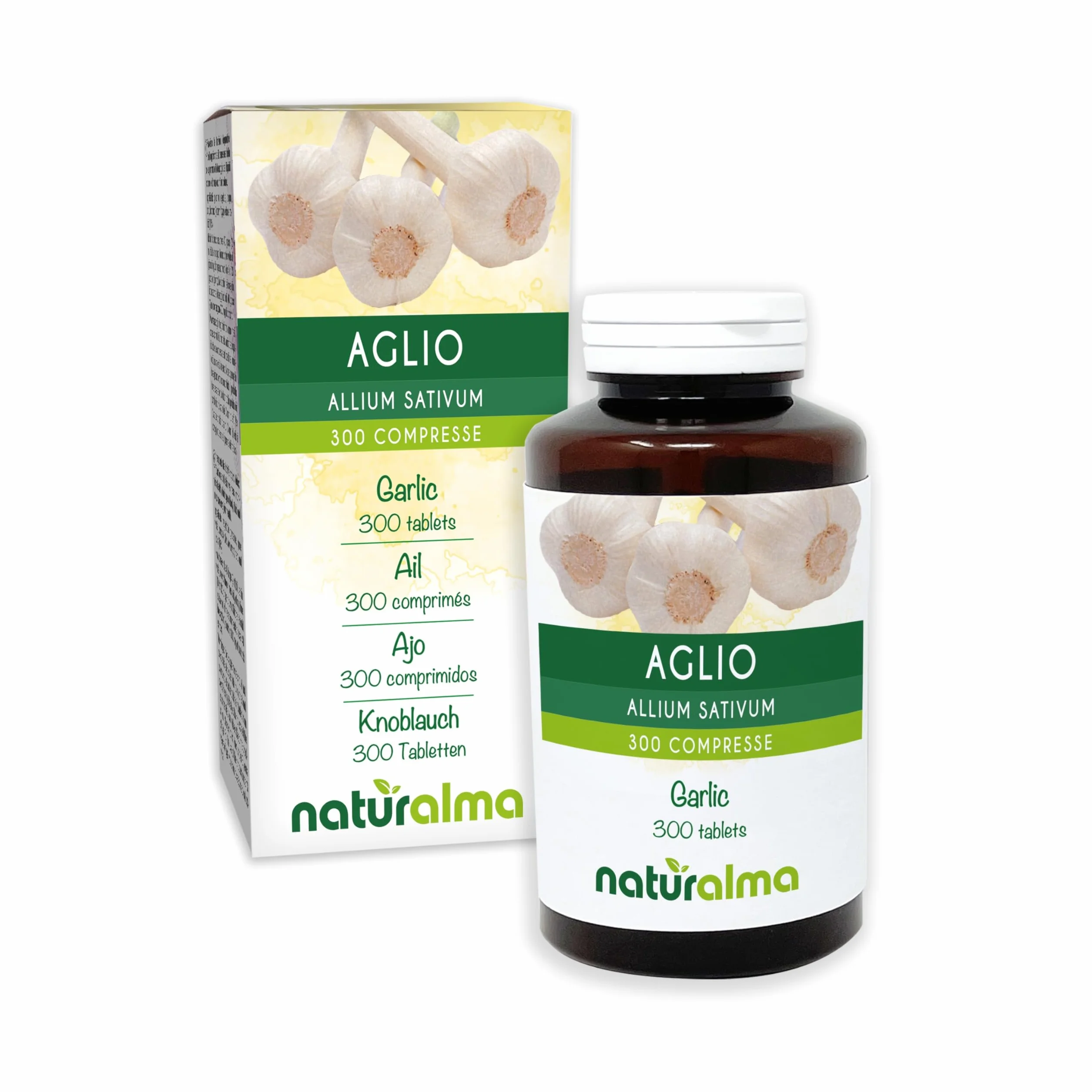 Aglio (Allium sativum) bulbi Naturalma - 150 g - 300 compresse - Integratore alimentare - Naturale e Vegano