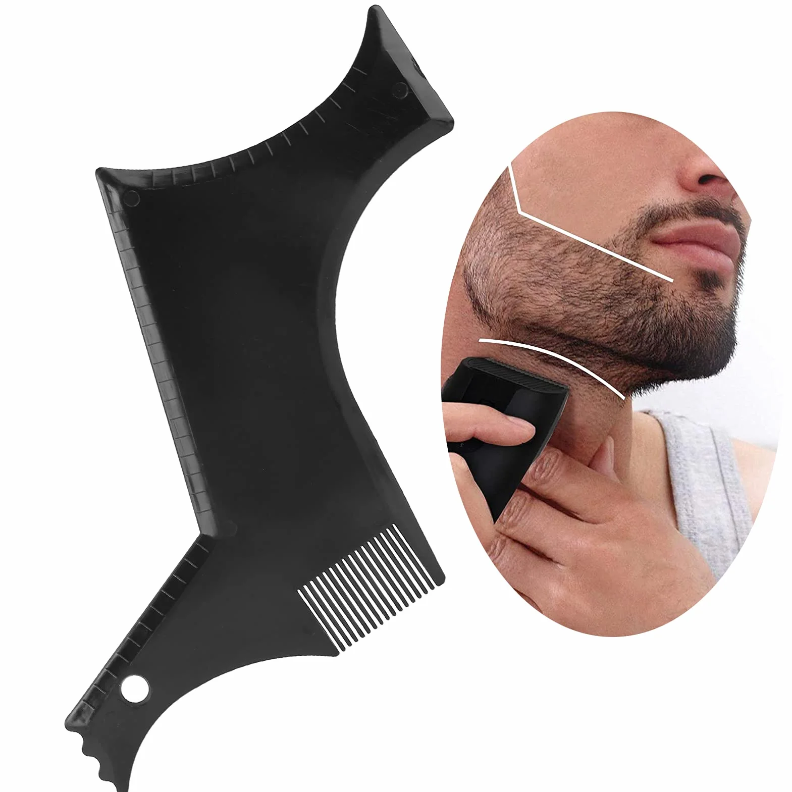 Strumenti per Modellare la Barba, Pettine Barba Uomo, Guida di Bellezza per Barba, Pratico Modello in Plastica per Taglio Perfetto e Rifinitura della Barba, Leggero e Portatile