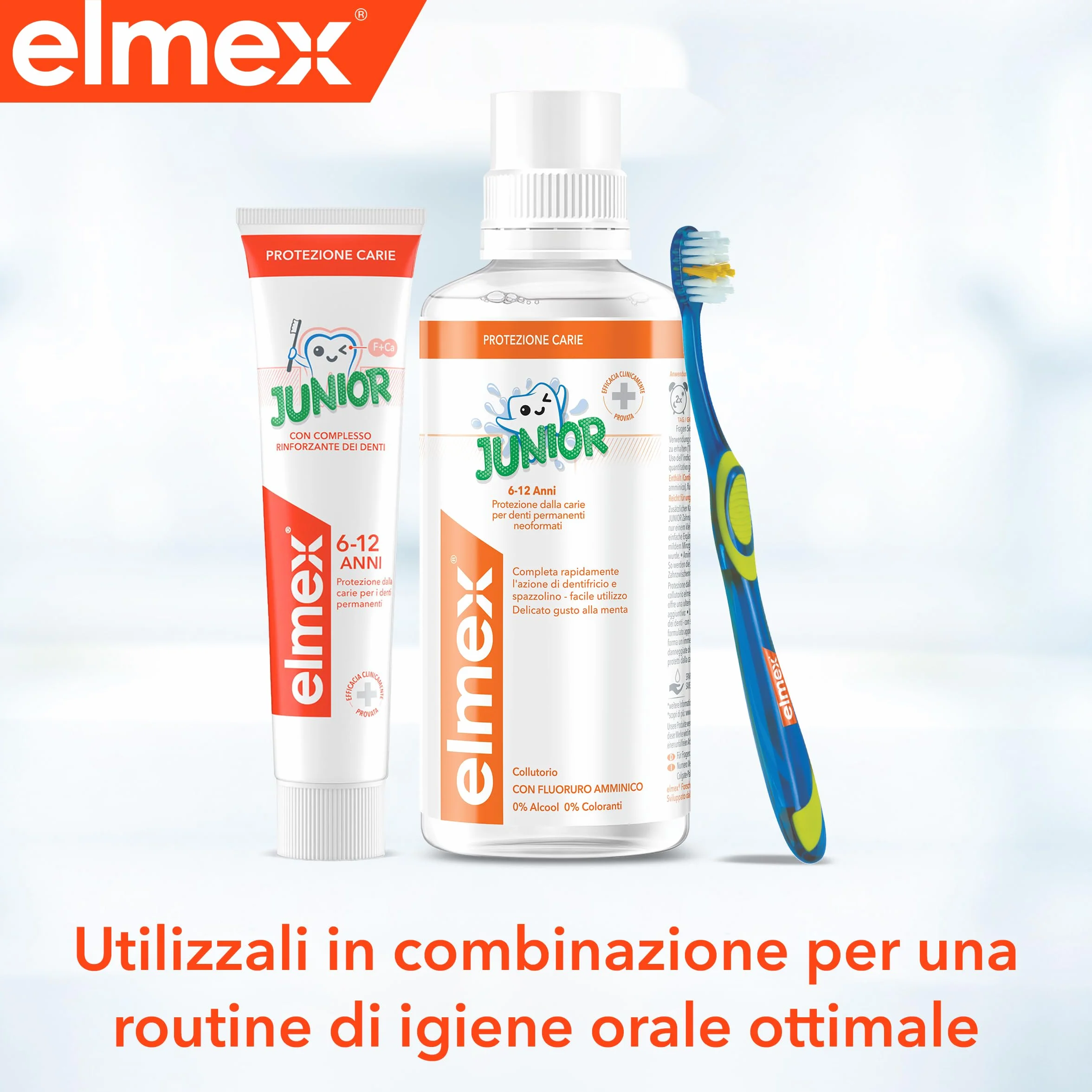elmex Dentifricio Junior 6-12 Anni per Bambini 4x75ml | con Fluoruro Amminico | Protegge i Denti Dei Bimbi dalla Carie | Dentifricio Anticarie per Denti Permanenti | 0% Coloranti