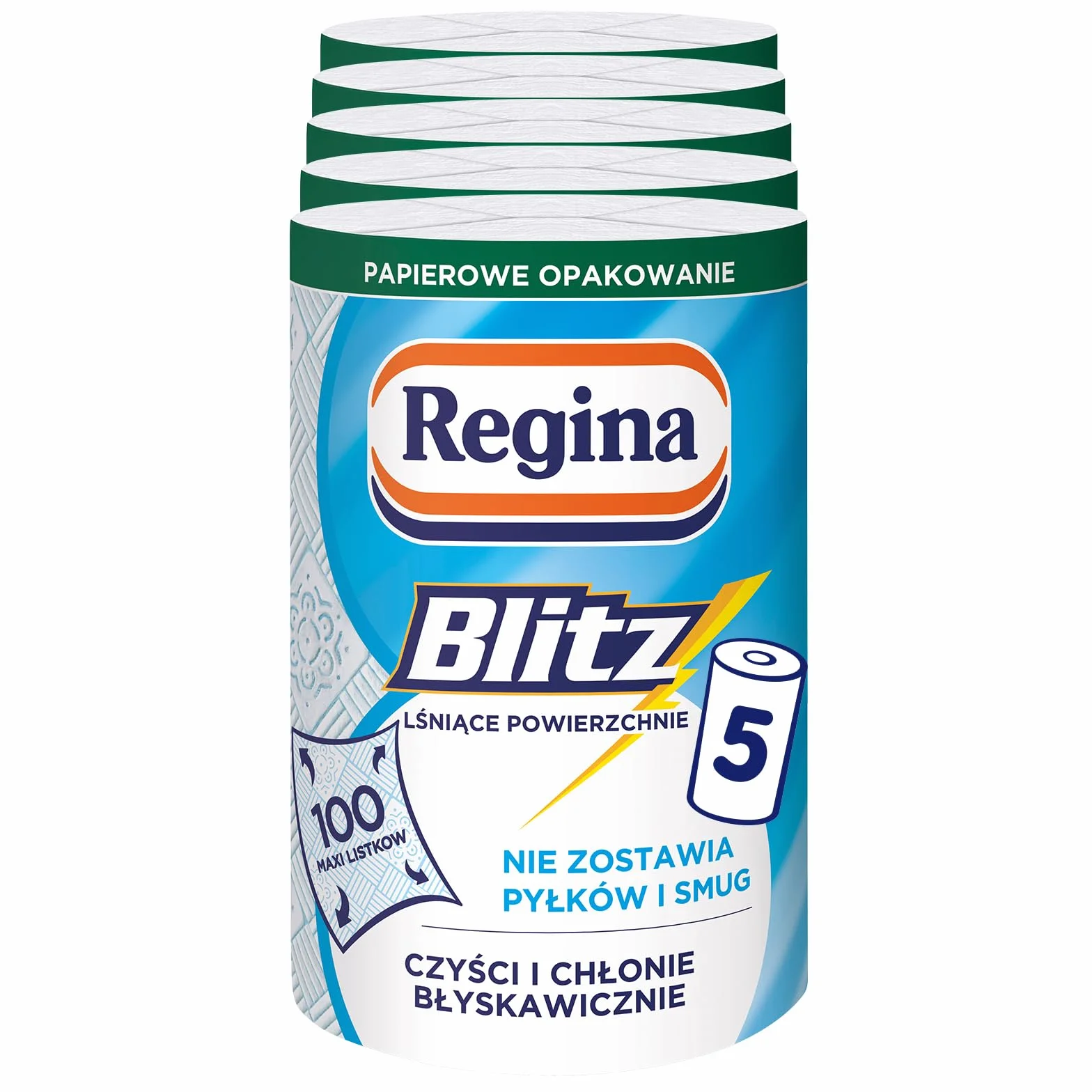 Regina Blitz Asciugamani carta 3 strati 5 rotoli 100 fogli maxi foglie FSC cellulosa pura