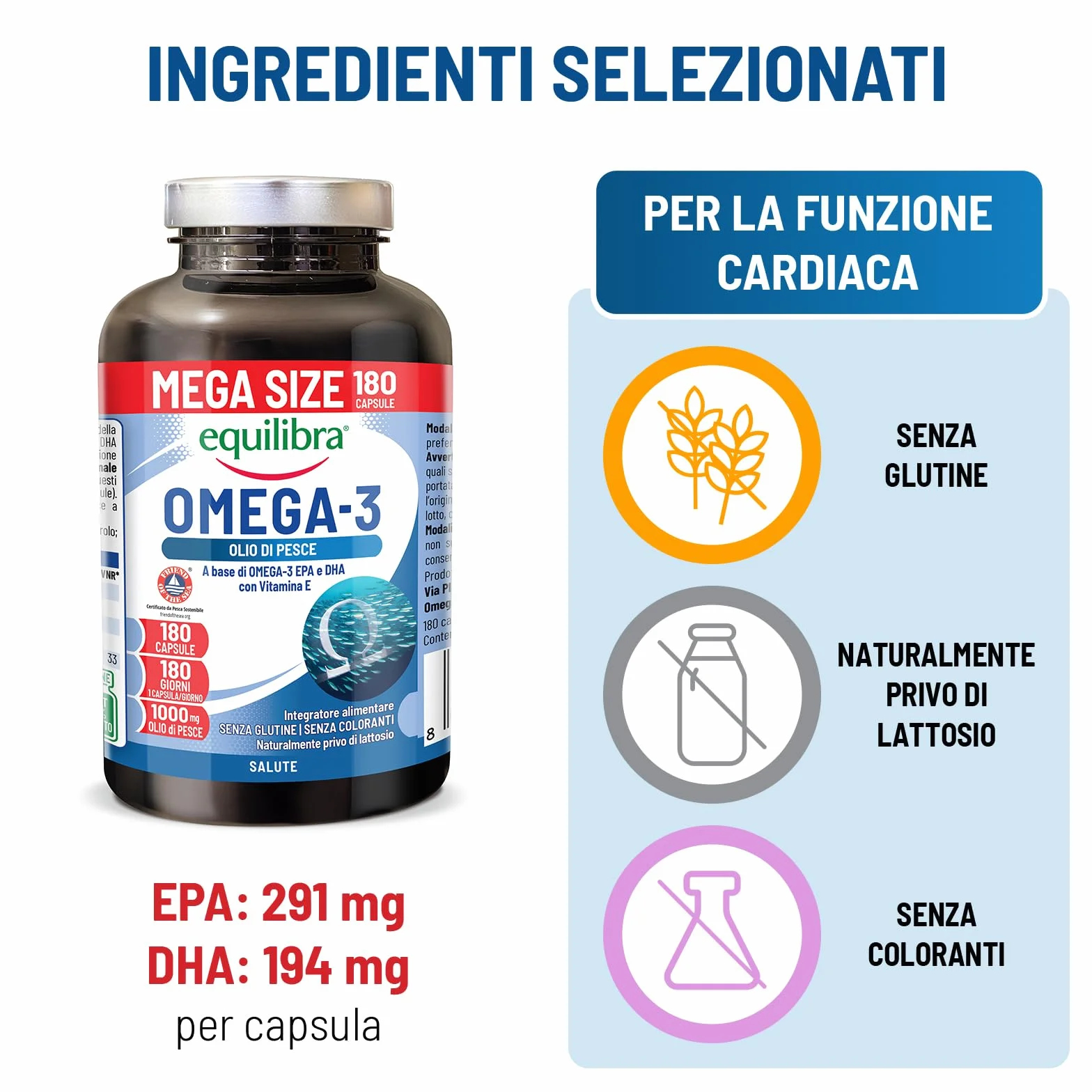 Equilibra Omega 3 Olio di Pesce 2000mg EPA 582mg DHA 388mg 180 capsule