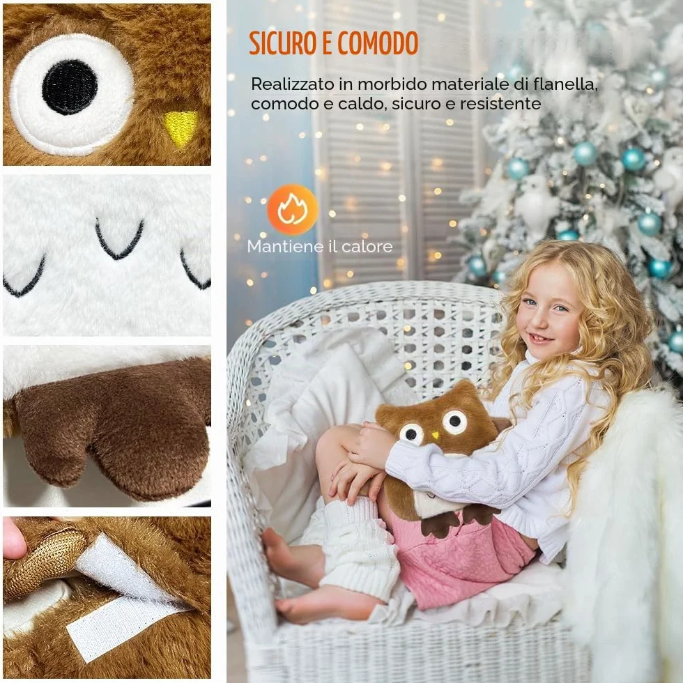 Borsa Acqua Calda Microonde, Cuscino Termico, Cuscino Riscaldante Microonde, Borsa Calda Micro-onde Per Donne, Bambini E Bambini, Per Dolori Per La Pancia, La Schiena E La Zona Lombare（gufo）