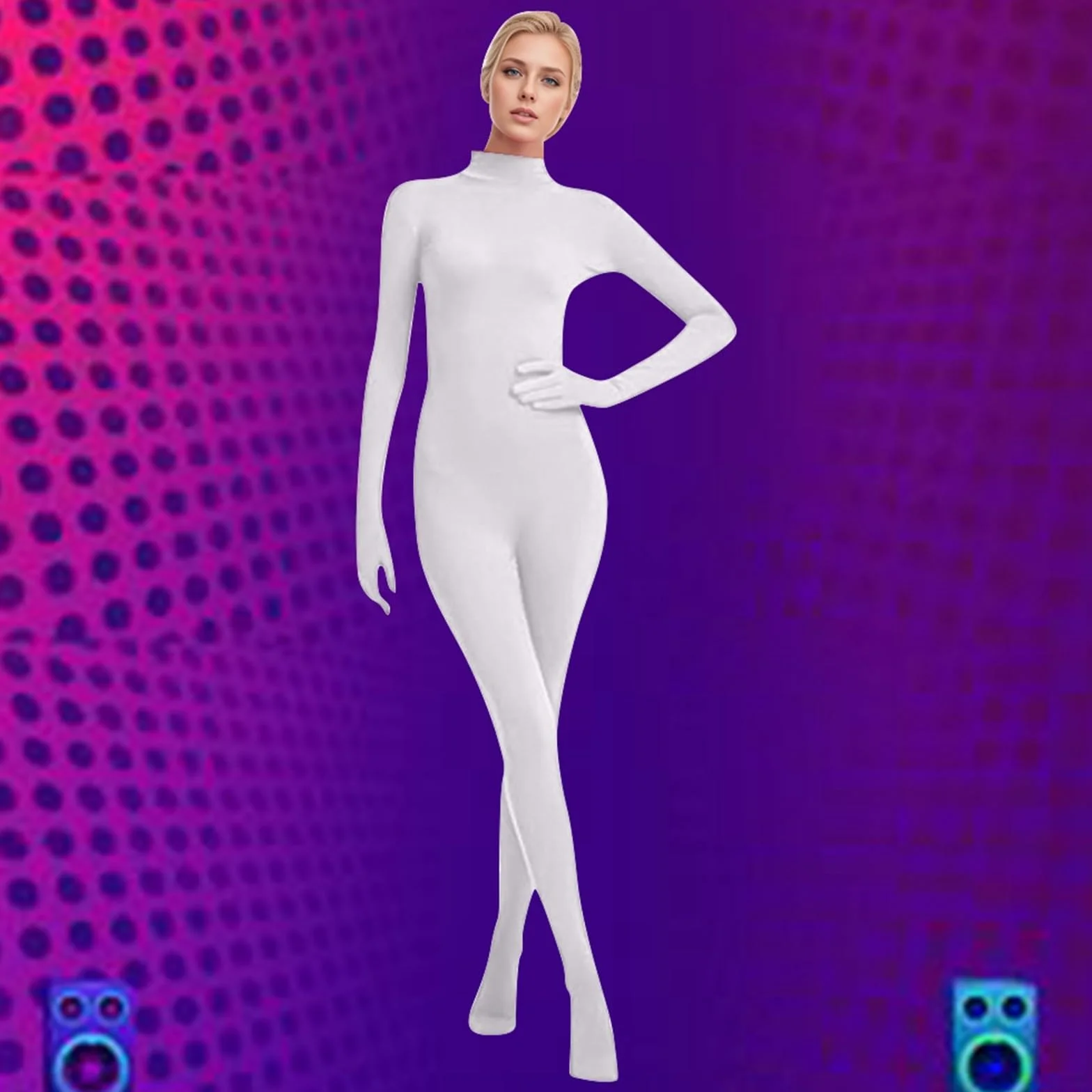 Zentai open face tuta integrale da donna cosplay leggings tinta unita