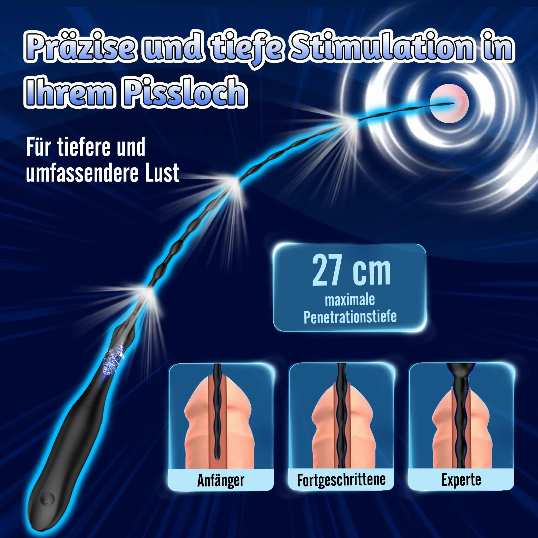 Dilatatore Uretrale Vibratore Penieno 26.9 cm Sonda Uretrali per Uomini Plug Uretrale