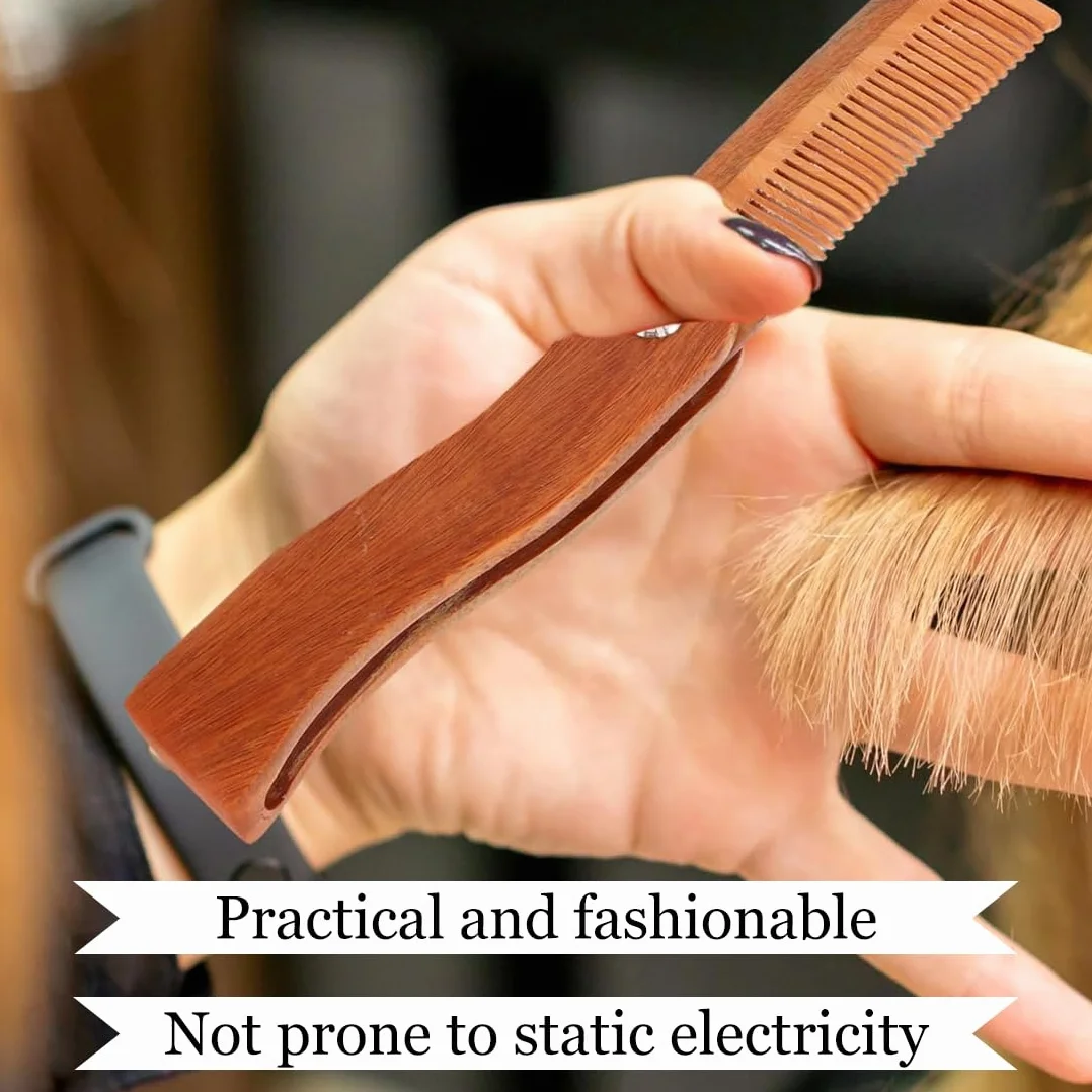Pettine di legno pieghevole, Pettine Barba Uomo Pieghevole, barba, baffi, spazzola per capelli testa pettini per uomini perfetti per tutti i tipi di capelli, Districante, Antistatico, per Viaggi
