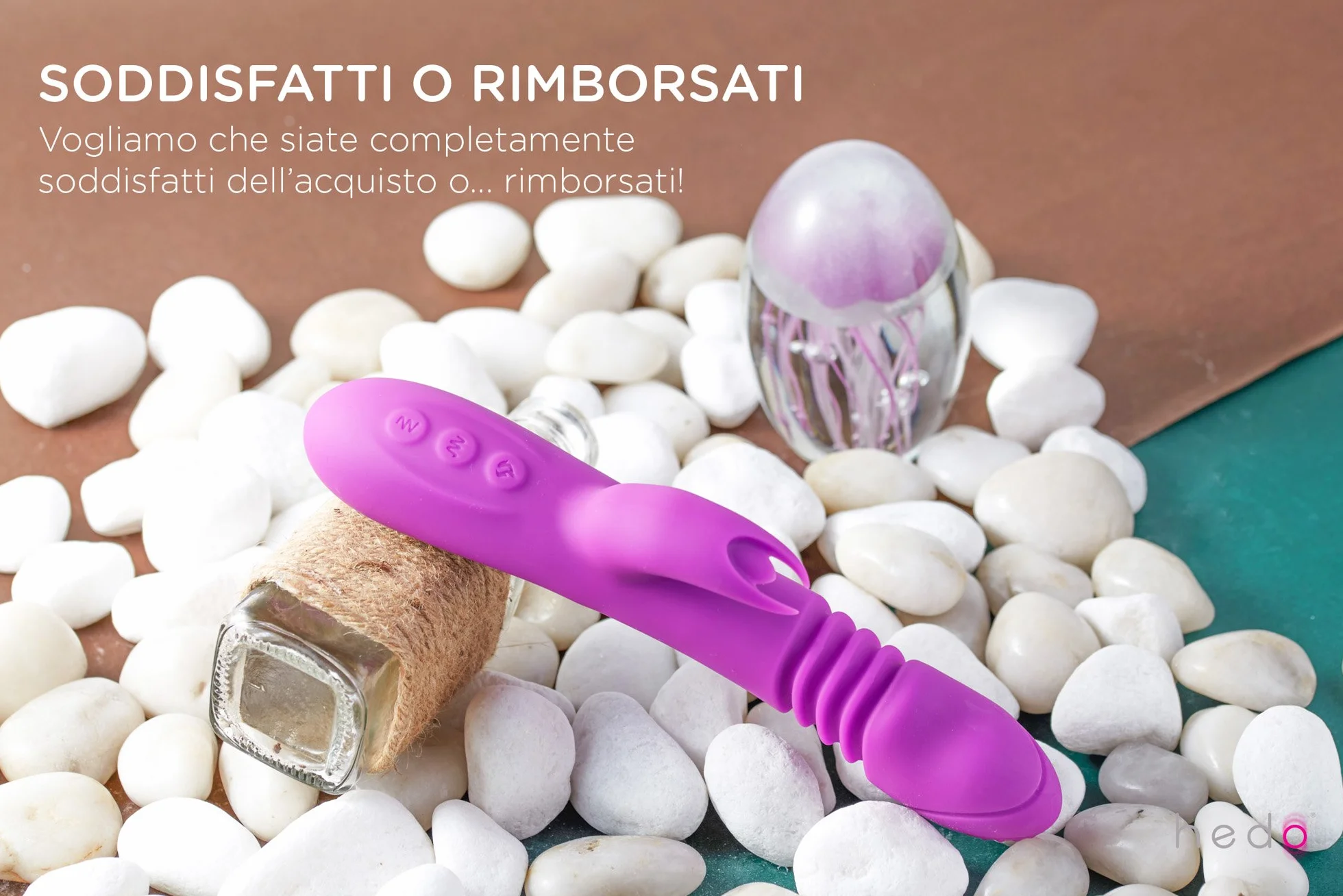 HEDO M6 | Vibratore sessuale rotante con funzione calore | Stimolatore clitorideo e punto G | Dildo vibrante | Massaggiatore rabbit | Vibratorepunto | Silicone medico privo di PVC e ftalati