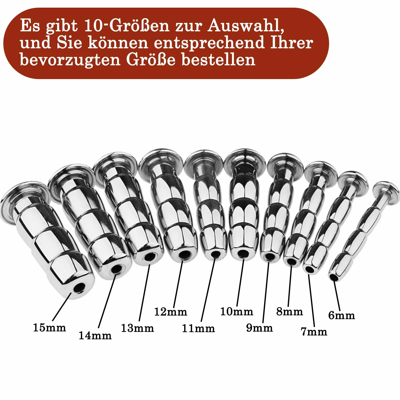 Dilatatore Uretrale Cavo in Acciaio Inossidabile per Uomo, Stimolatore del Glande Giocattolo Sessuale Erotico (6mm)