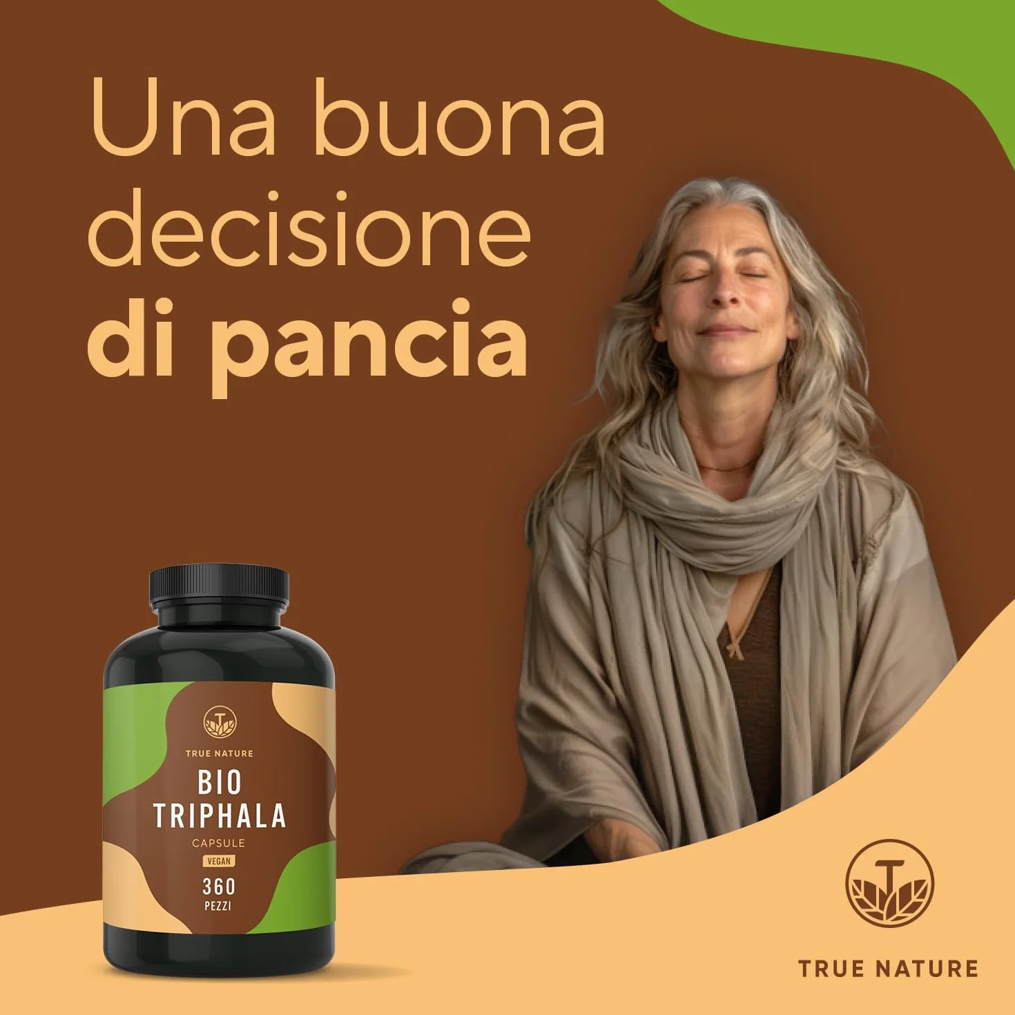 Triphala Bio - 360 Capsule - 2000 mg Dose giornaliera (Alto dosaggio) - Triphala capsule di qualità premium dall'India India - Senza additivi, Testato in laboratorio, produzione tedesca - TRUE NATURE