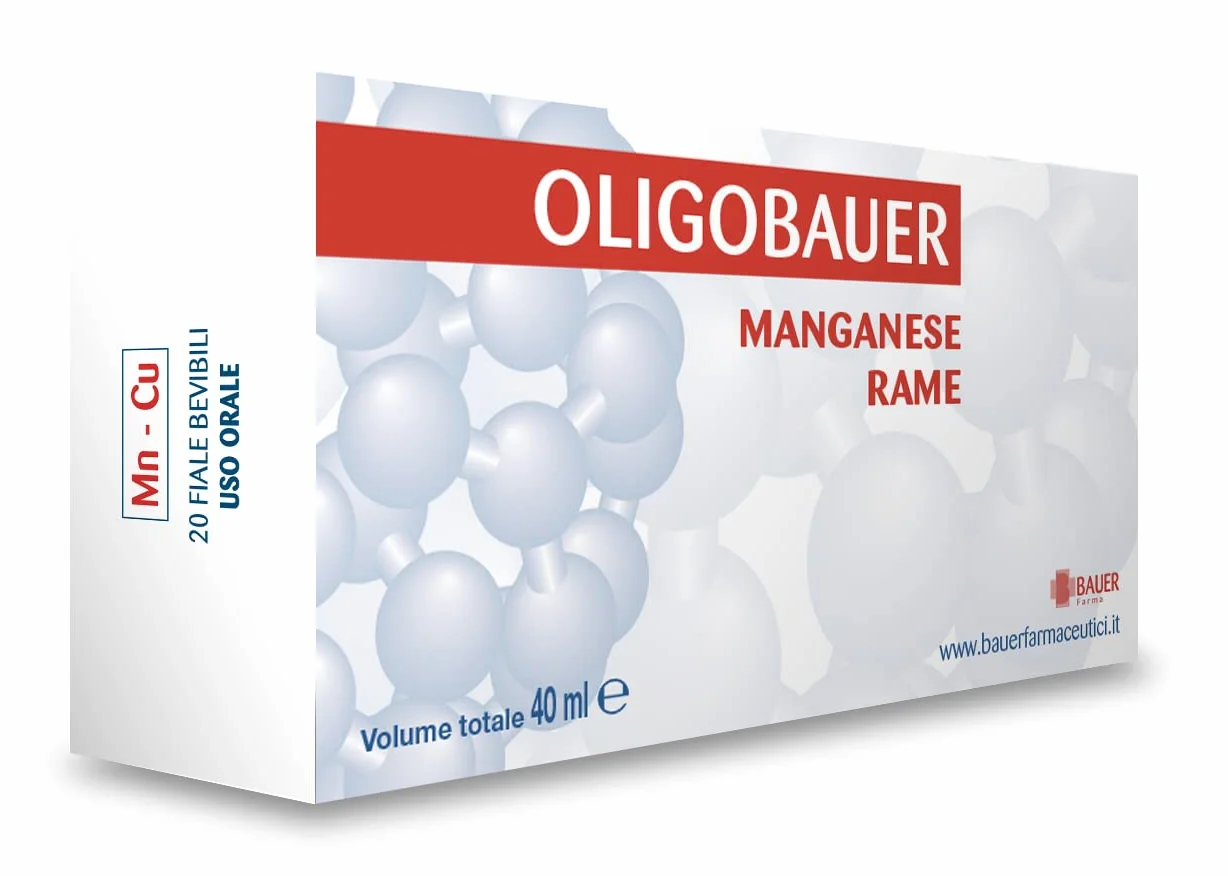 Bauer - Oligobauer Manganese Rame - 20 Fiale da 2 ml di Manganese e Rame per Affezioni O.R.L
