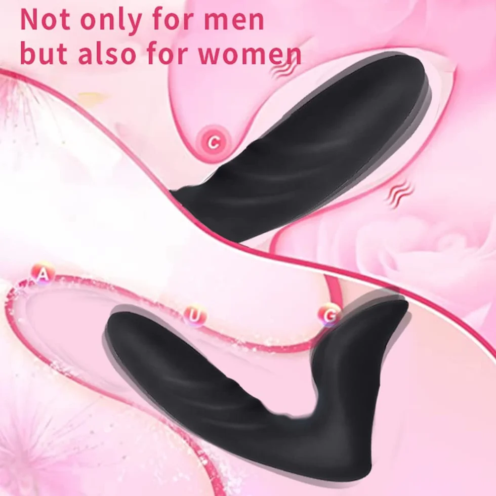 Massaggiatóre Próstatico,Silicone Vibràtóre con 12 Modalità di Vibrazione, Morbido Vibratǒri per Donna e Uomo Stimólazione Clitòridea e Puntó G Massaggiatóre Nero