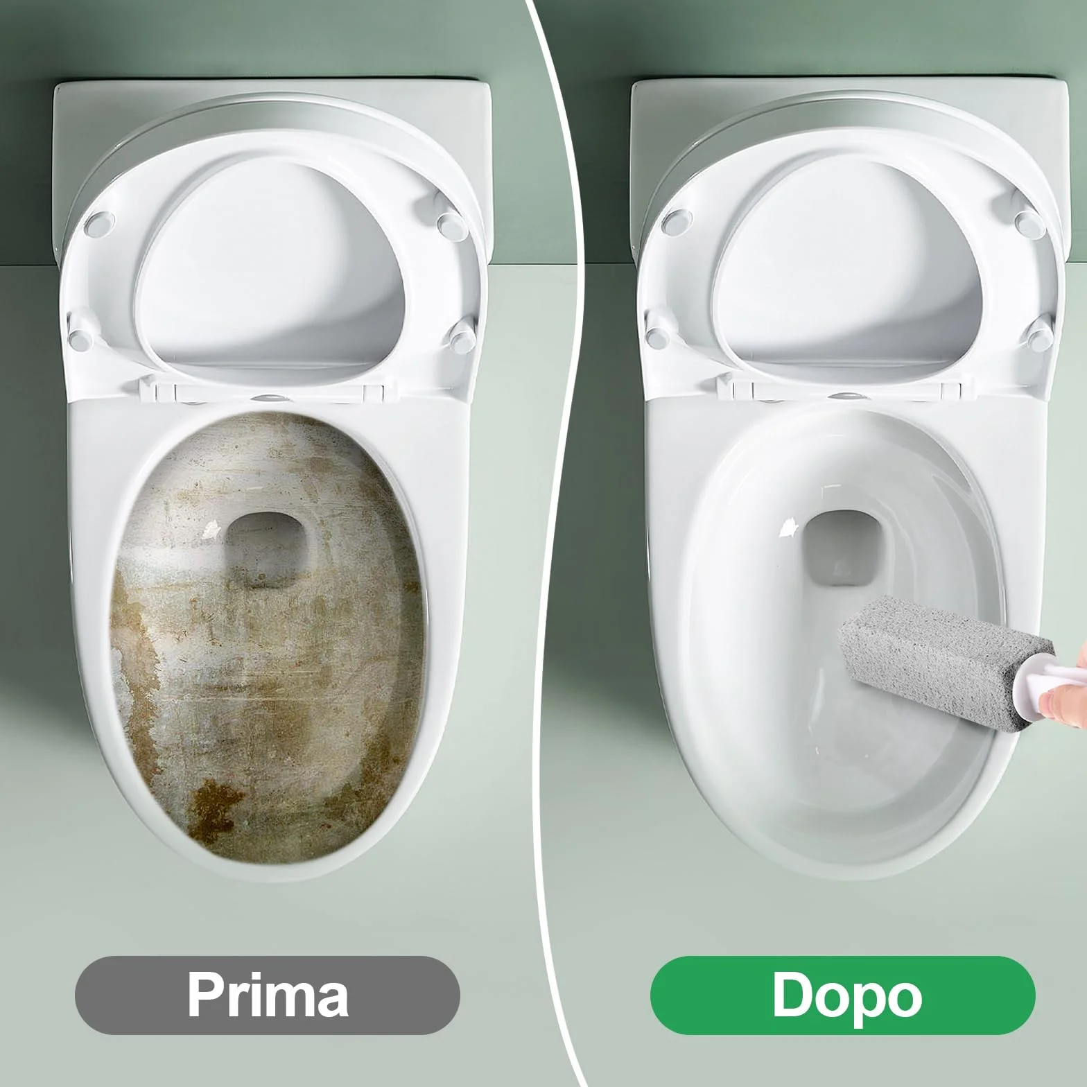 Pietra Pomice con Manico per Pulizia WC - Detergente per Bagno, Cucina, Piscina
