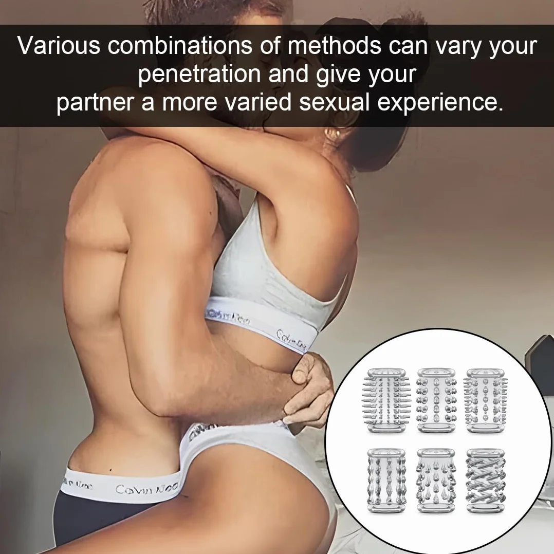 6 Pezzi Diversi Modelli Di Maniche In Silicone Trasparente Per Uomo,Guaina Pene Indossabili, Guaina Fallica Indossabile Per Uomo,Estendi La Tua Felicità(Forma)