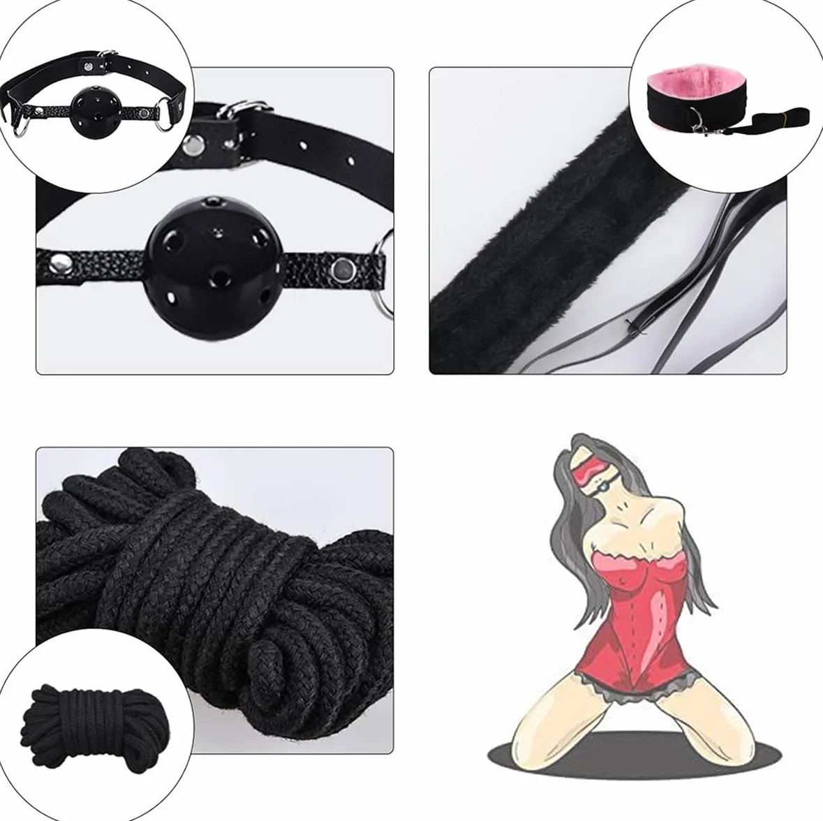 𝙨𝙚𝙭 𝙗𝙤𝙣𝙙𝙖𝙜𝙚 Set da Yoga in Nylon Rosa da 10 Pezzi in Una varietà di Stili, Regali A Sorpresa per Le Feste