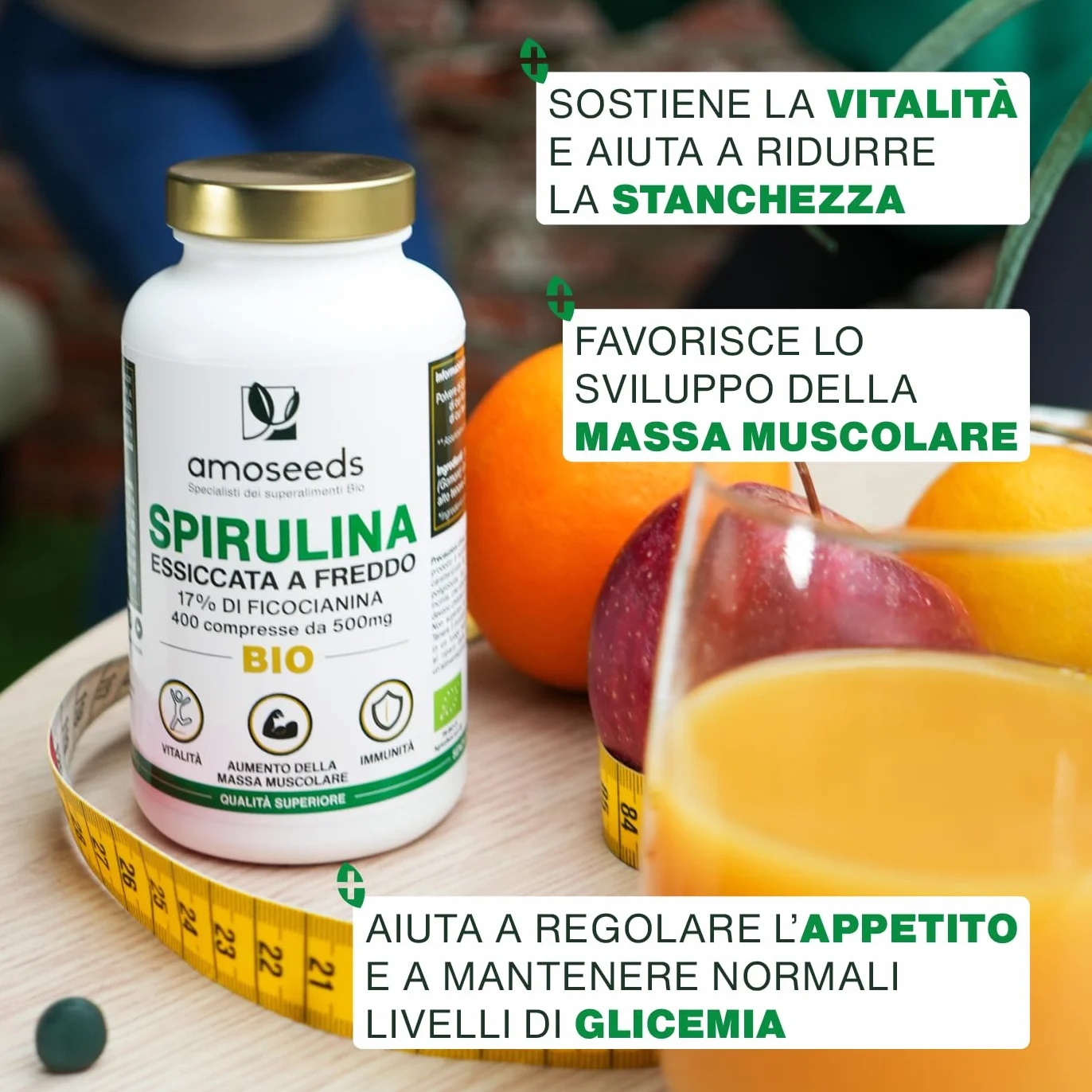 Spirulina BIO 4500mg 17% Ficocianina 400 Compresse Vegane 500mg