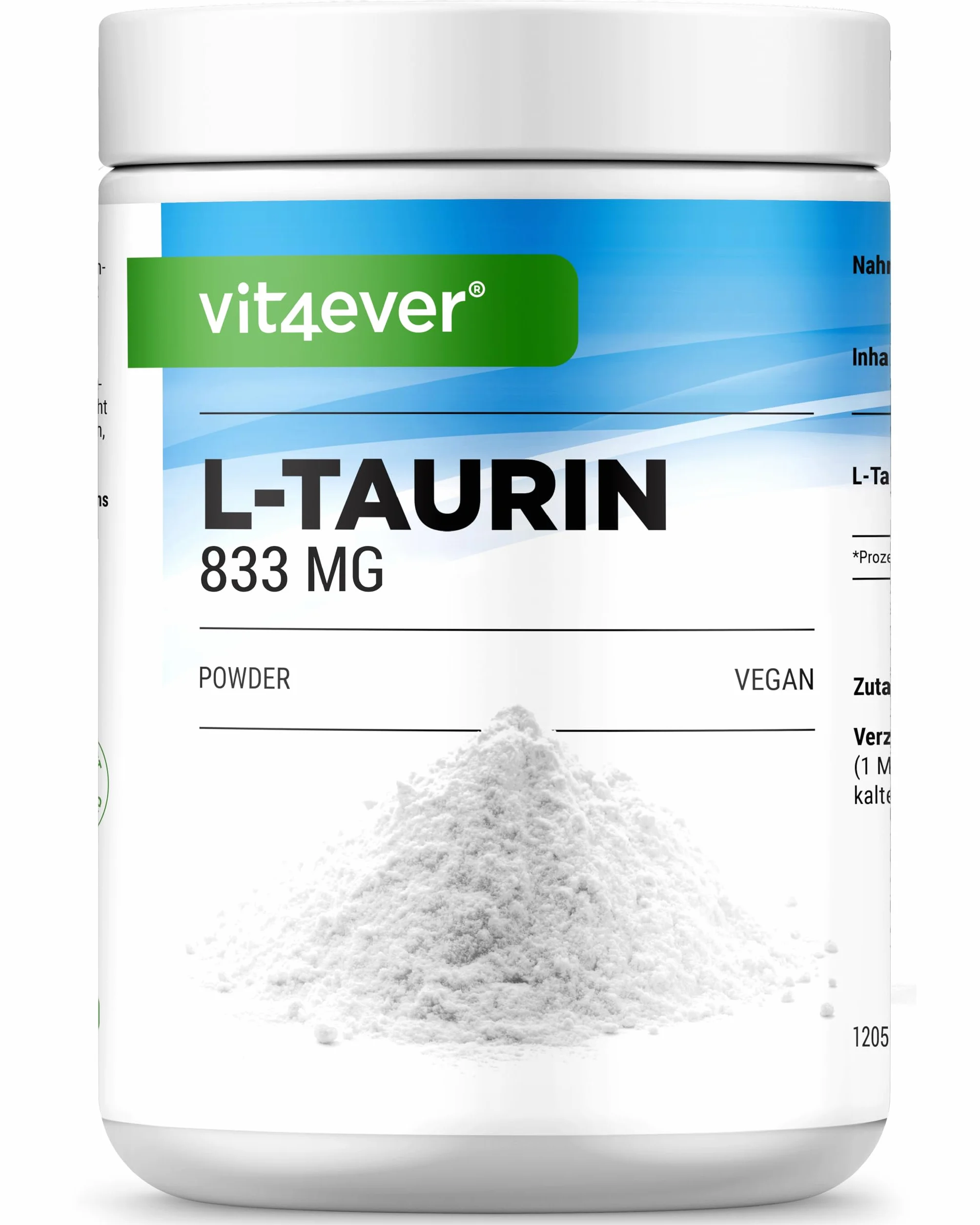 Taurina in polvere - 1000g (1kg) - Solubilità ottimale - Vegan - 99% di purezza - Qualità Premium testata in laboratorio - L-Taurina Aminoacido