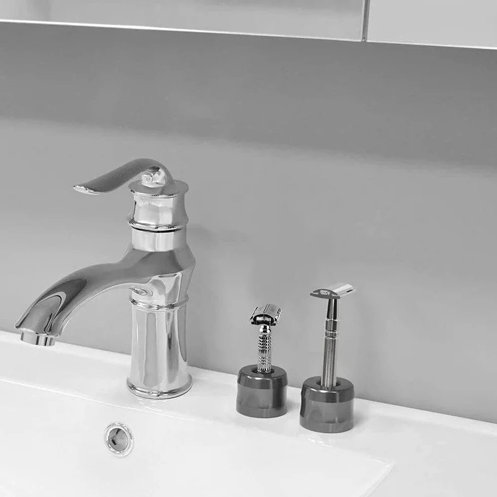 Supporto per Rasoio di Sicurezza, Supporto per Rasatura Uomo in Lega di Alluminio per Ripiani del Bagno Supporto per Rasoio Manuale per Barba in Metallo Uomo