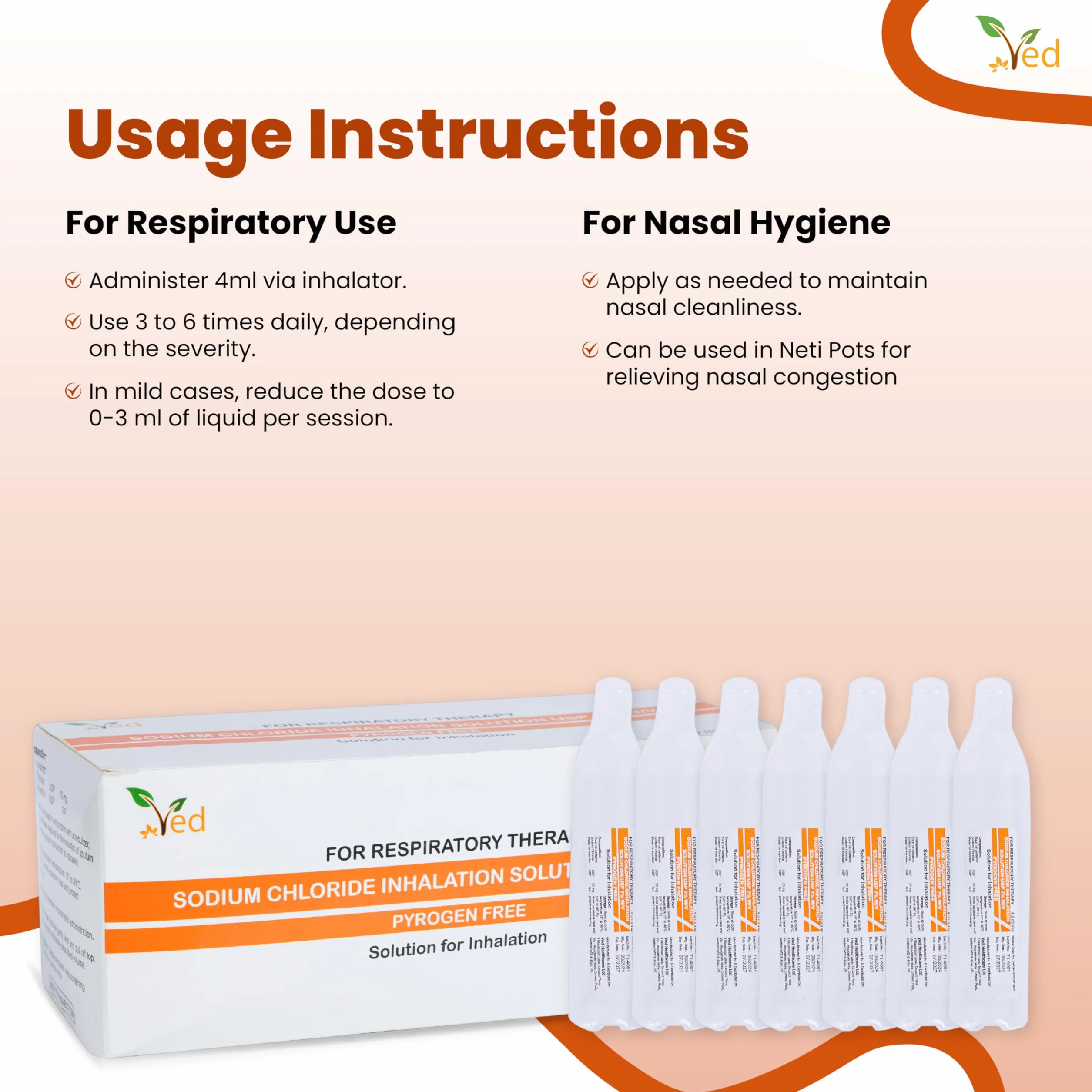 Hypertonic Saline Solution 7% Sodium Chloride NaCl 4.0 ml for Inhalation