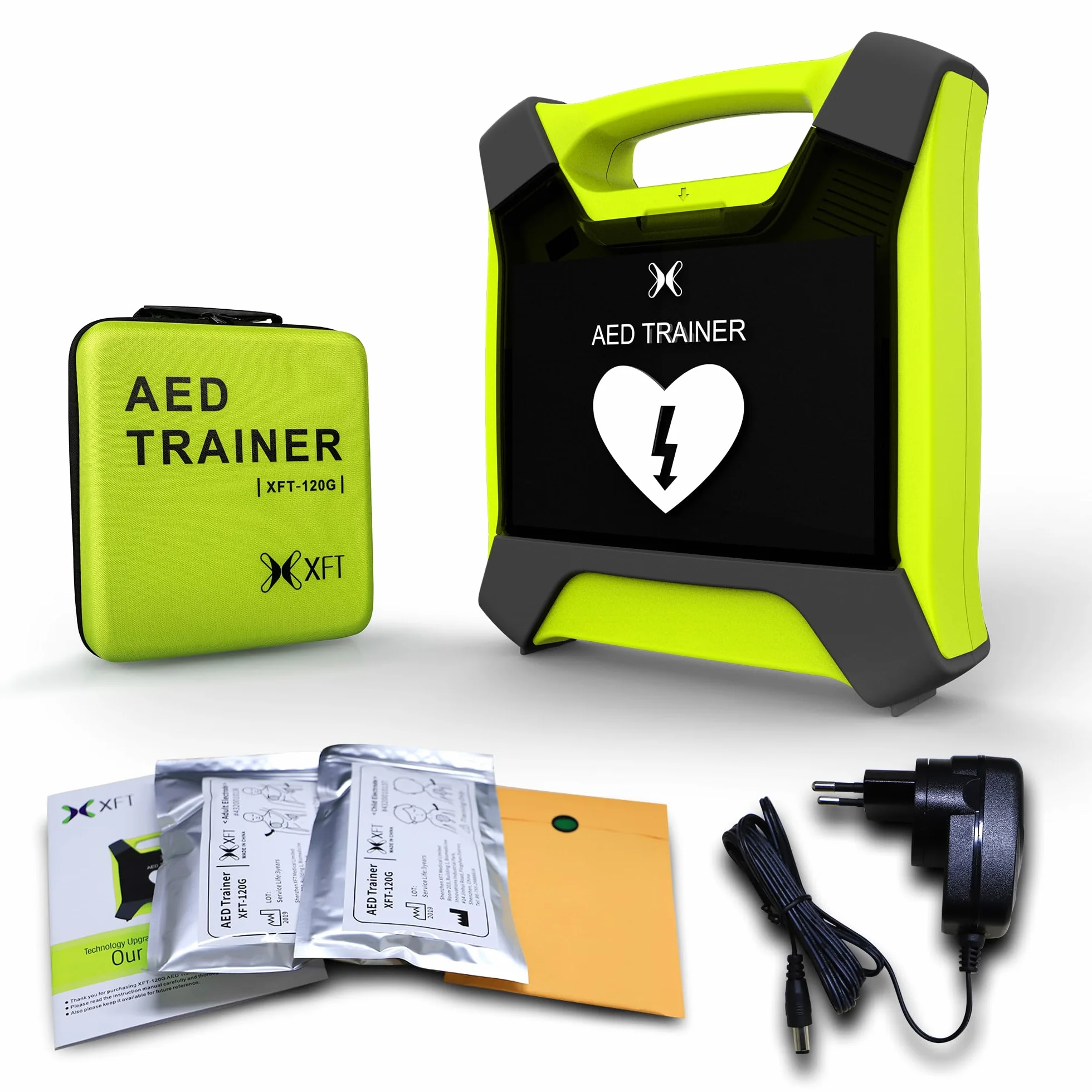 DEA Defibrillatore Simulatore XFT 120G con schermo CPR, 10 scenari, istruzioni vocali, telecomando