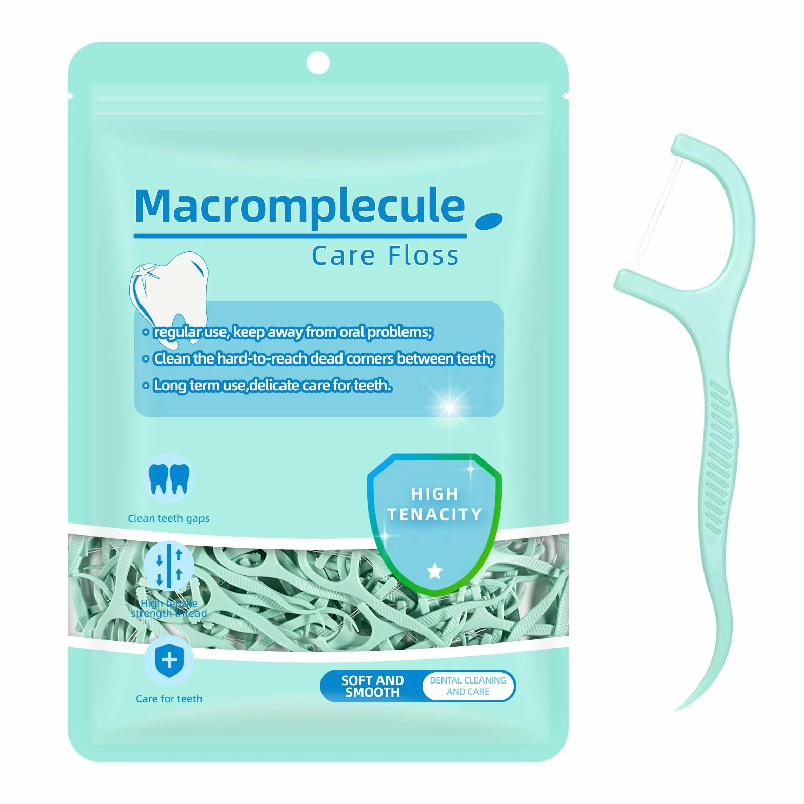 300 Filo Interdentale a Doppia Linea alla Menta per la Cura dei Denti - Archetti filo interdentale per Rimuovere la Placca e i Residui di Cibo