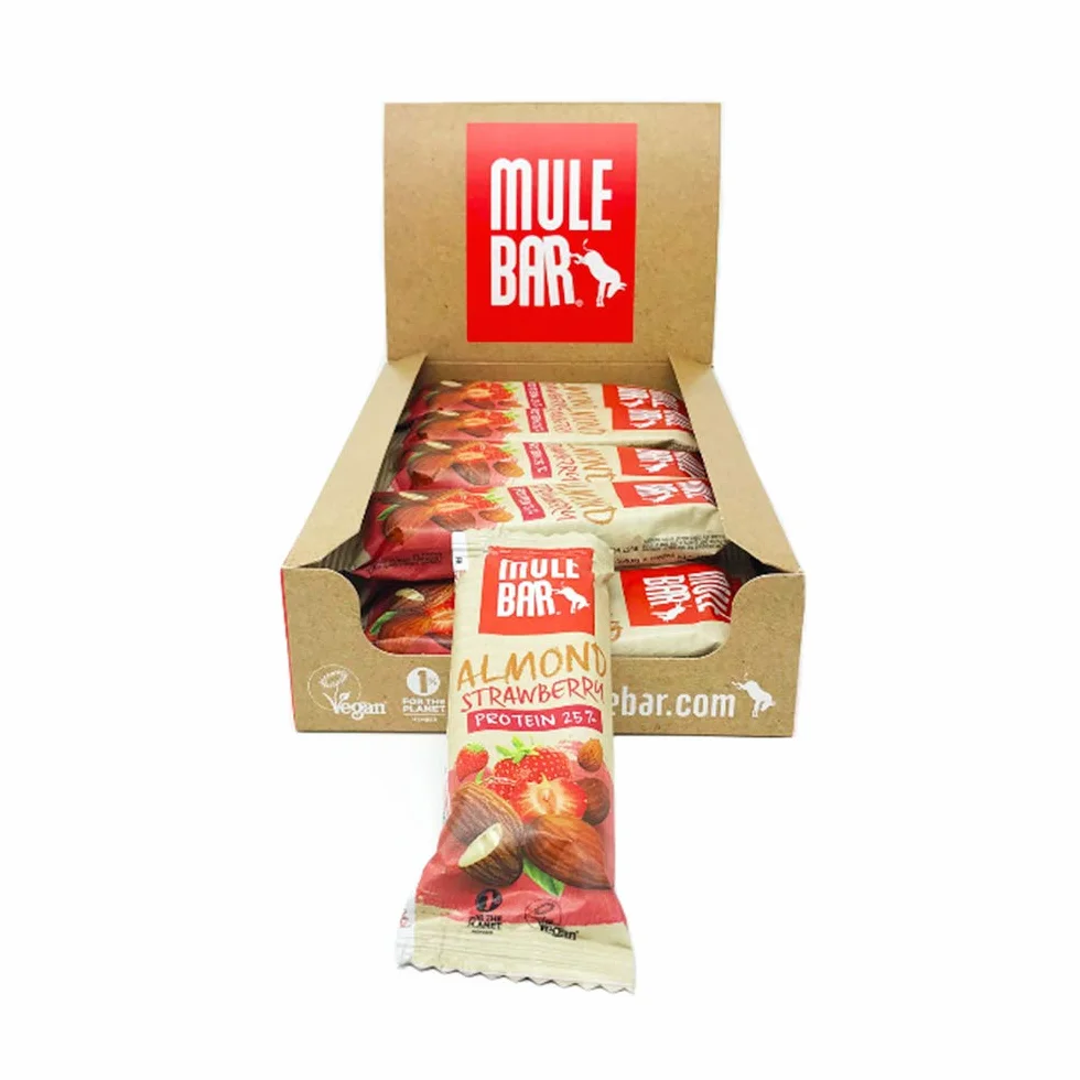Mulebar Barre Proteine Vegane 100% Naturali 24% Proteine Gusto Mandorla Fragola