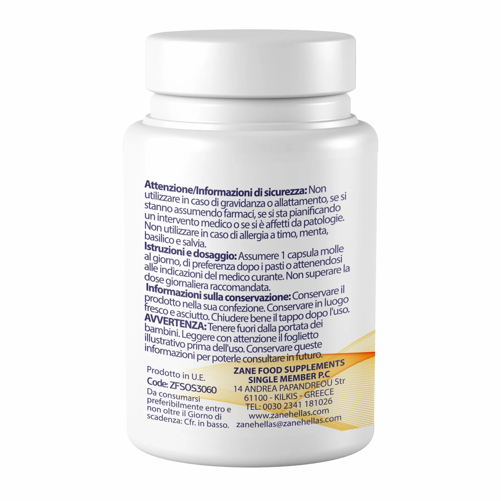 Zane Hellas Oregano Oil Softgels 30% Pure Greek Essential Oil 130 mg Carvacrol 60 Softgels