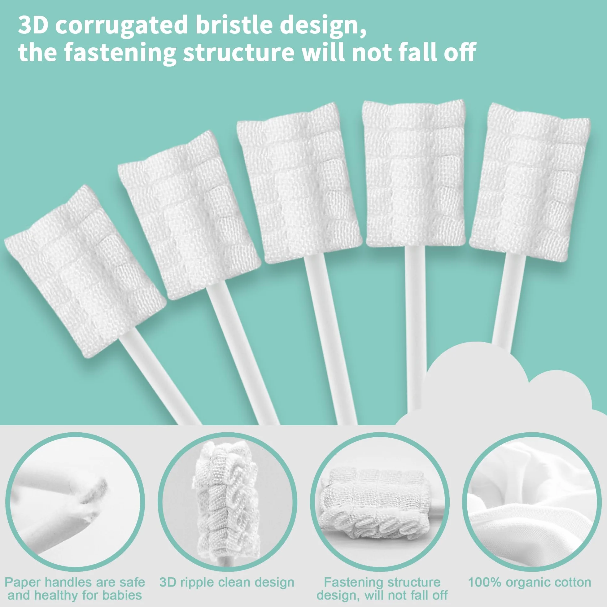 42PCS Baby Lingua Cleaner, Baby Mouth Cleaner neonato lingua Cleaning, usa e getta, garza gomma cura dentale per bambini 0-36 mesi + 1 spazzolino da dito con custodia