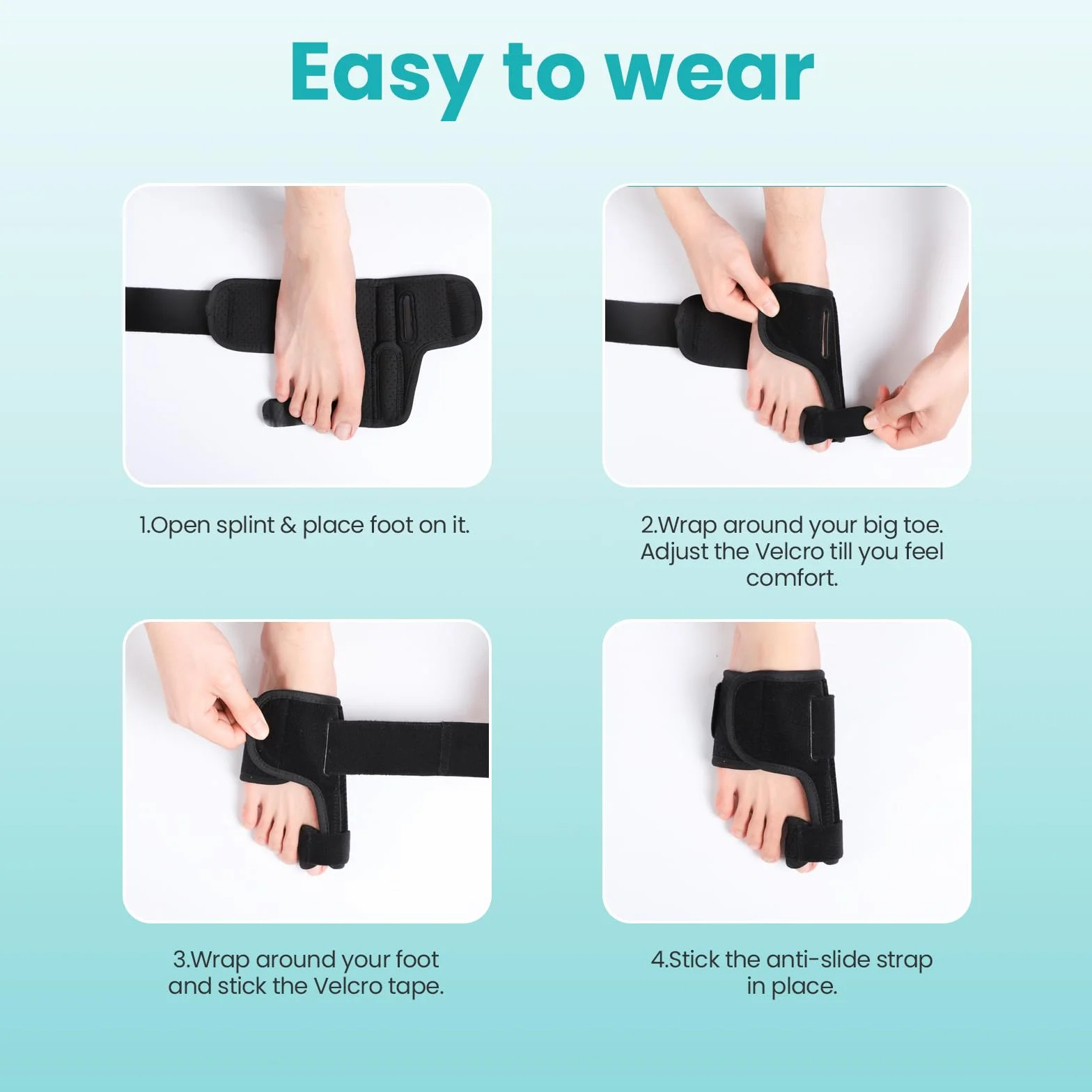Promifun Toe Splint for Broken Toes – Big Toe Splint Support Brace for Women & Men – Bunion Corrector – 1 Pair