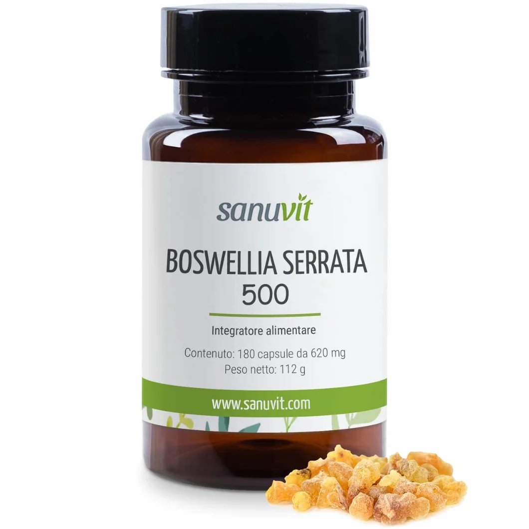 Sanuvit® - Cápsulas de Incienso 500 mg | Altamente dosificado con 500mg de Boswellia serrata india por cápsula | Alta biodisponibilidad | con Boswellin® | Vegano | 180 cápsulas