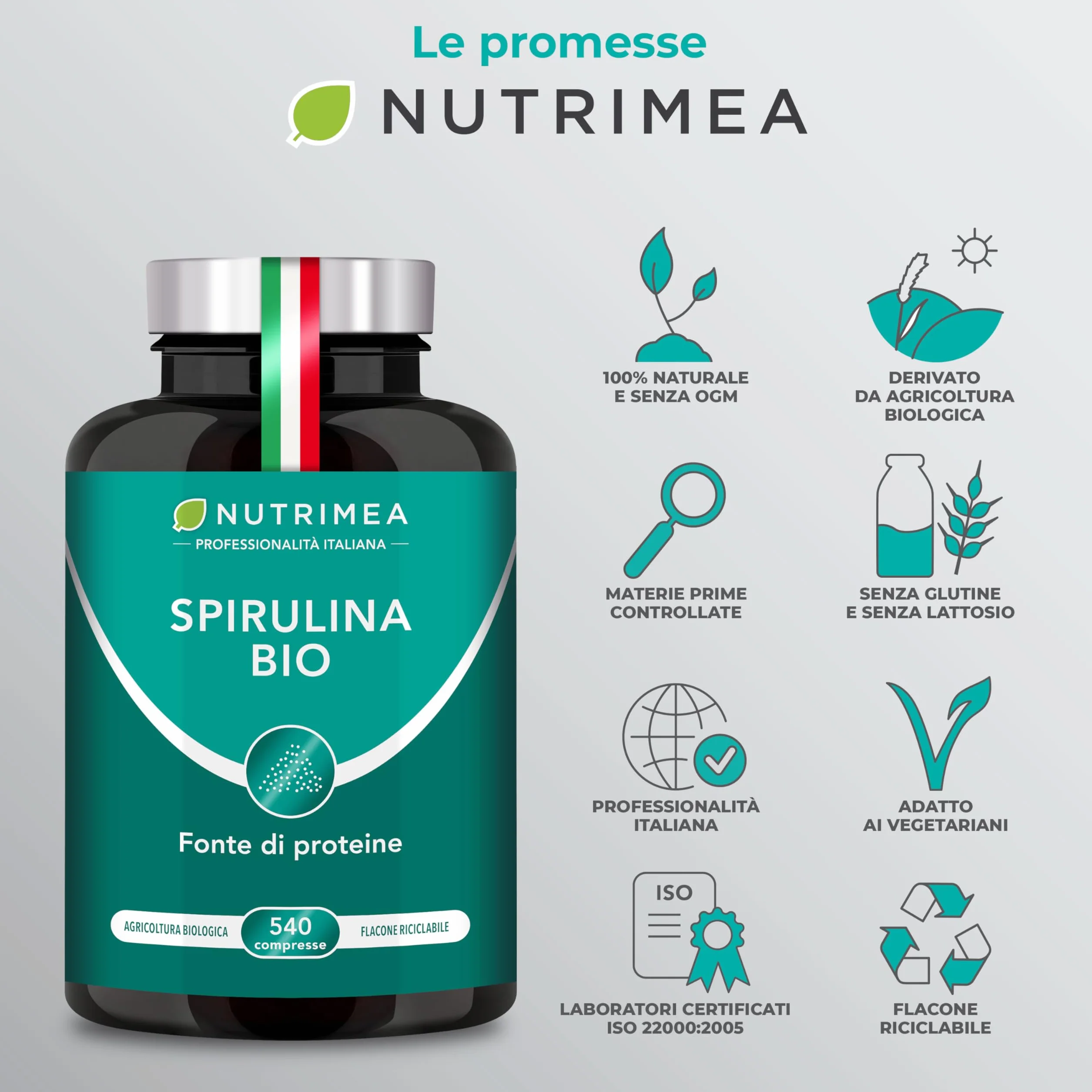 Spirulina Biologica Pura 540 Compresse 1500 mg Nutrimea