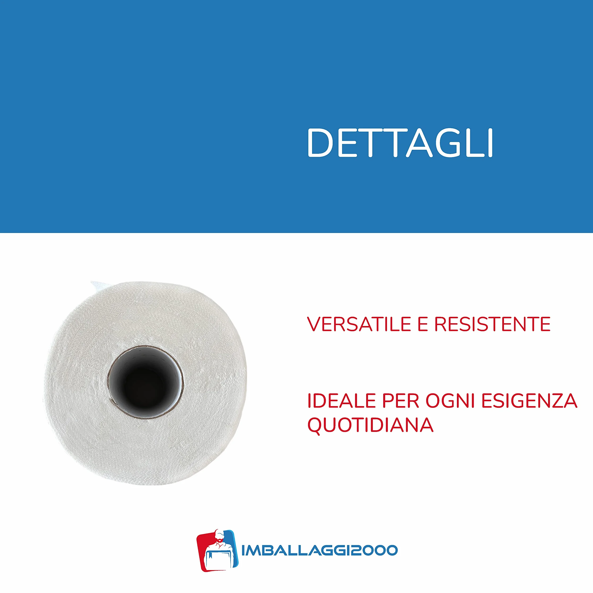 IMBALLAGGI 2000 Maciste Rotoloni Asciugatutto 12 Pz 250 Strappi 20x22 cm Carta Cucina 2 Veli Cellulosa Assorbente Bobina 20Hx18Ø