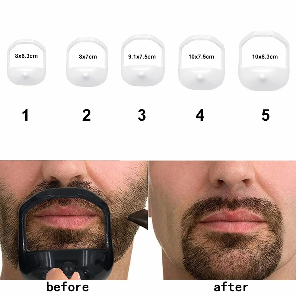 Modelli per Styling Barba,Modello per Rasatura pizzetto Modelli,Strumento per modellare e acconciare la barba,Modello Shaper Barba per Accessori Barba Modello per lo Styling Della Barba,5 Pezzi,Bianco