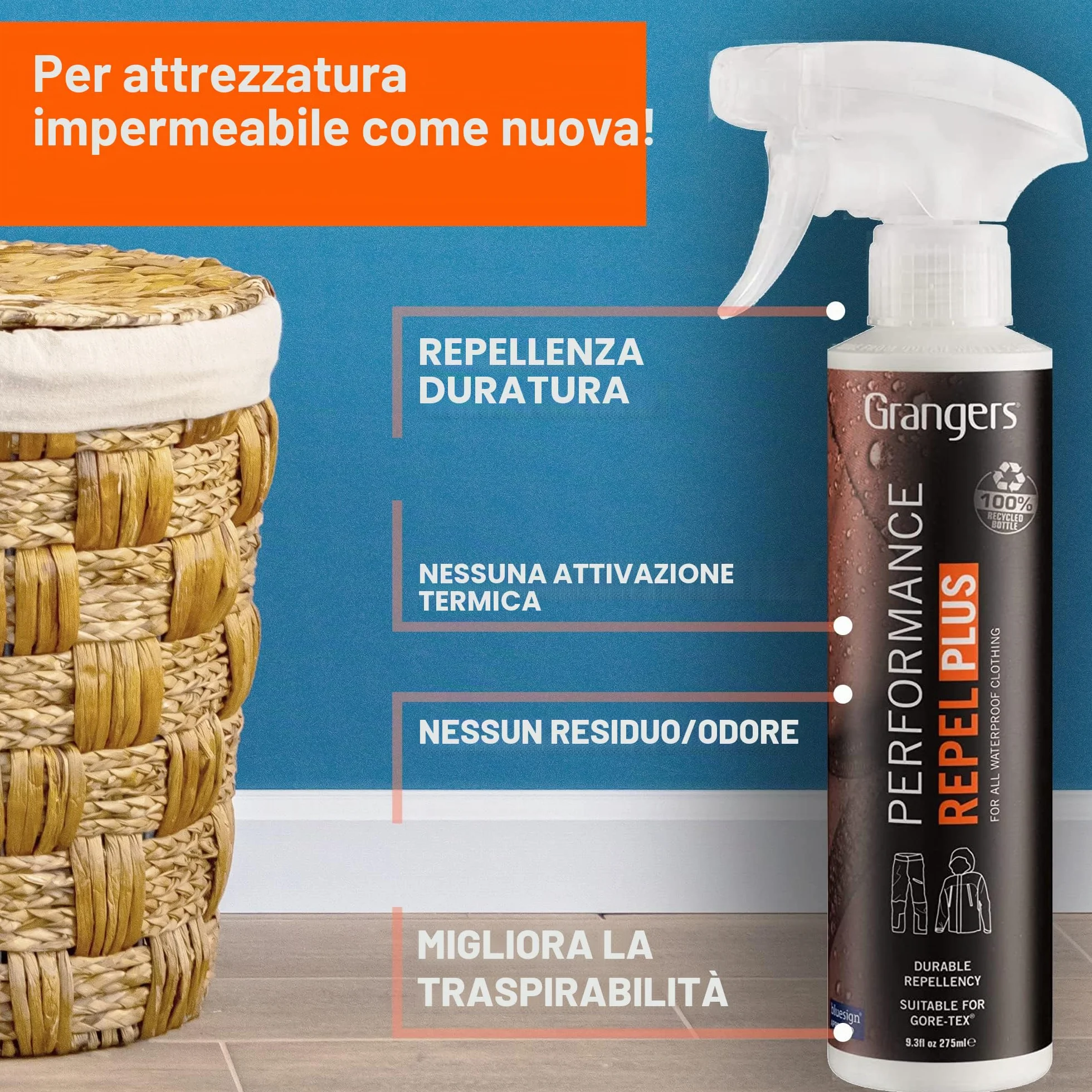 Grangers Performance Repel Plus 500 ml impermeabilizzante spray per abbigliamento outdoor