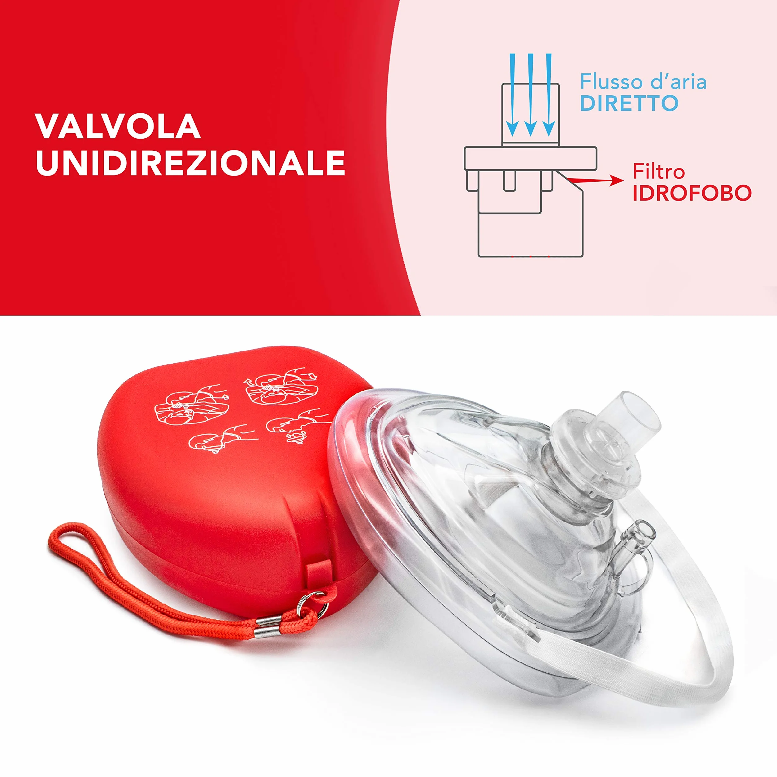 AIESI Pocket Mask maschera di rianimazione professionale con valvola unidirezionale e filtro CPR Resuscitator