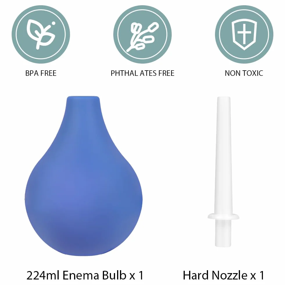 ACWOO Kit Clistere a Bulbo, 224ML Clistere Pera Silicone per Uomini Donne, Doccia Anale Sicuro Comodo, Riutilizzabile Kit di Lavaggio in Gomma, Peretta per Lavaggio Intimo per Lavaggio Intestinale